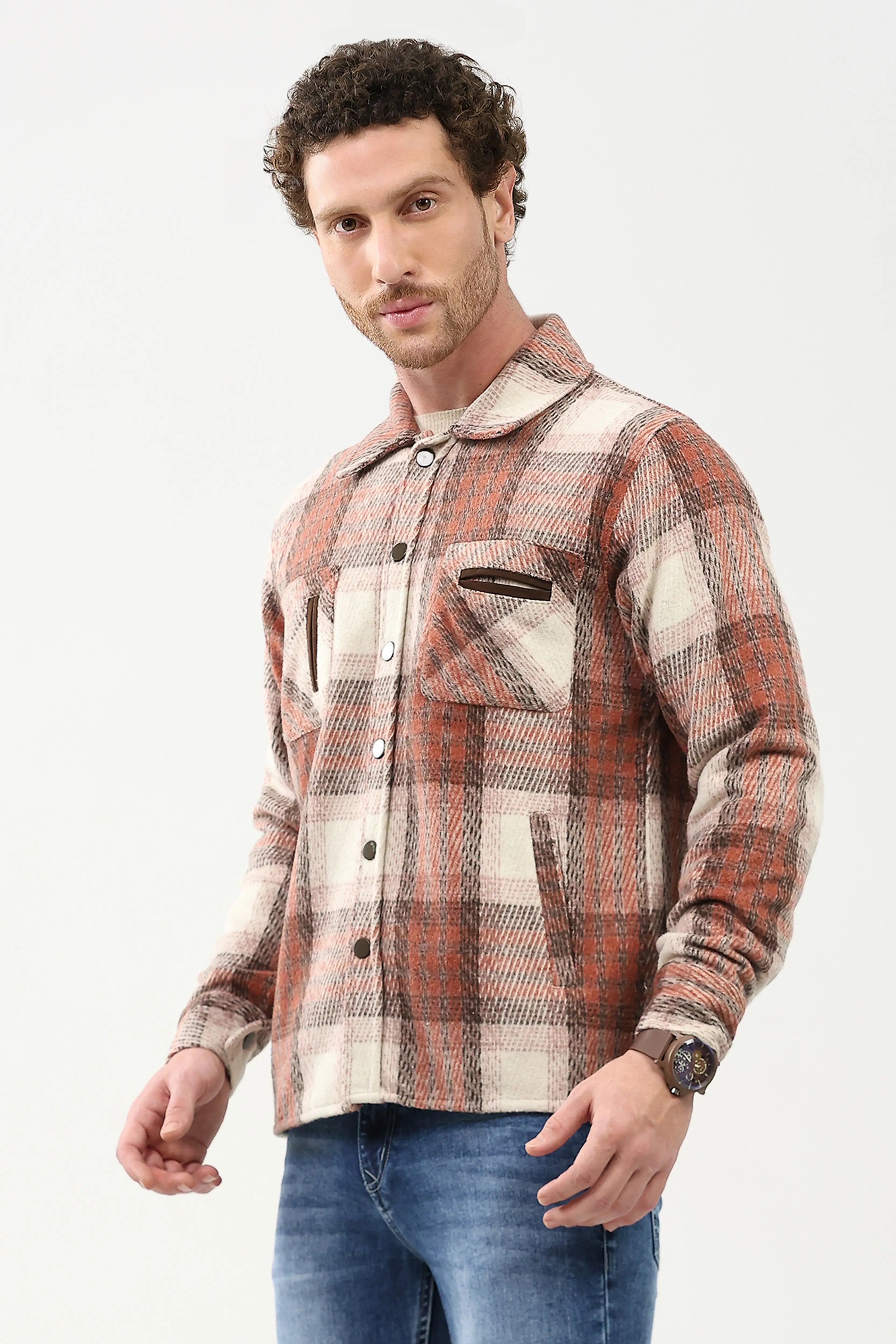 Wool Blend Checked Shacket