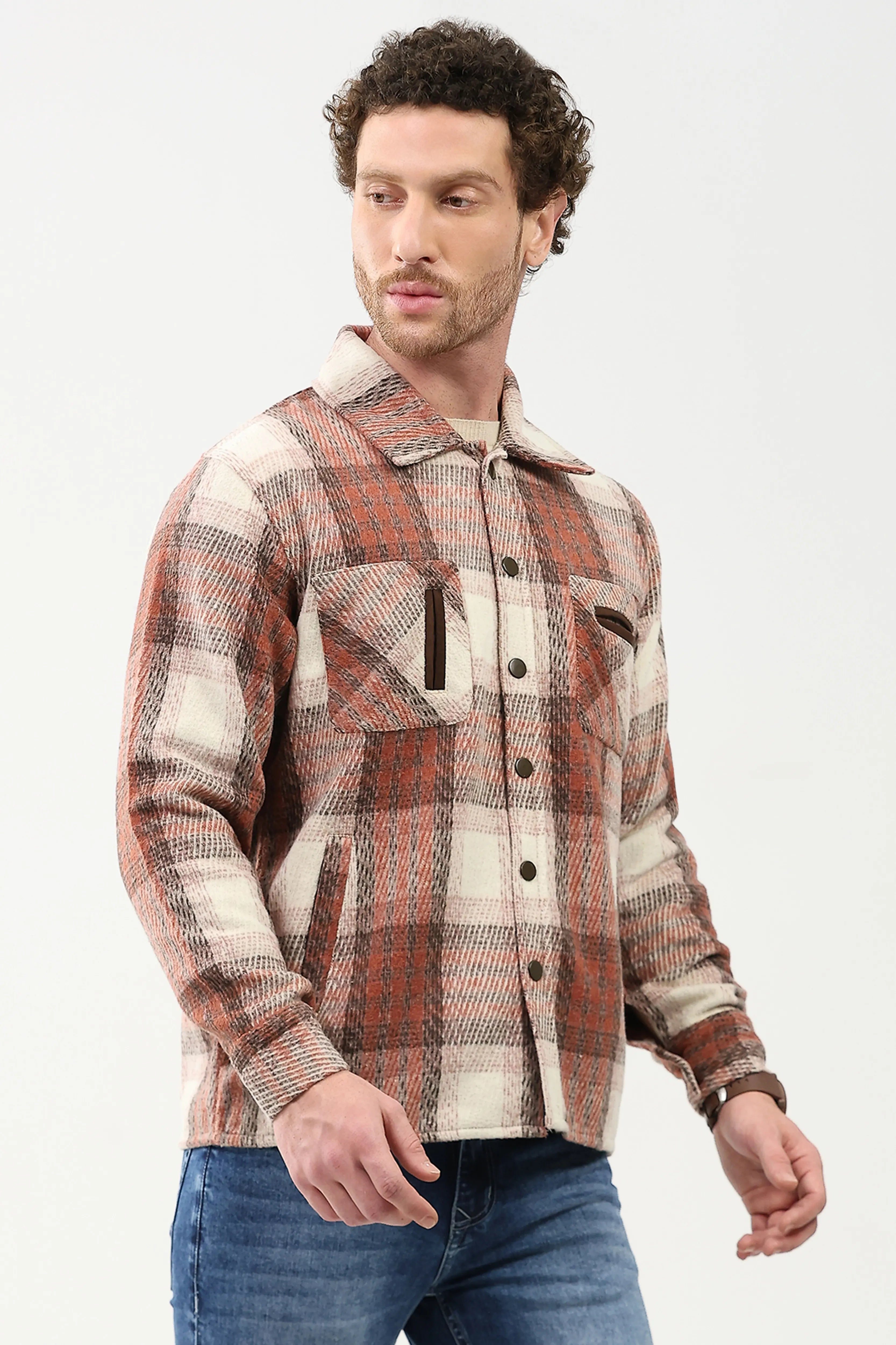 Wool Blend Checked Shacket