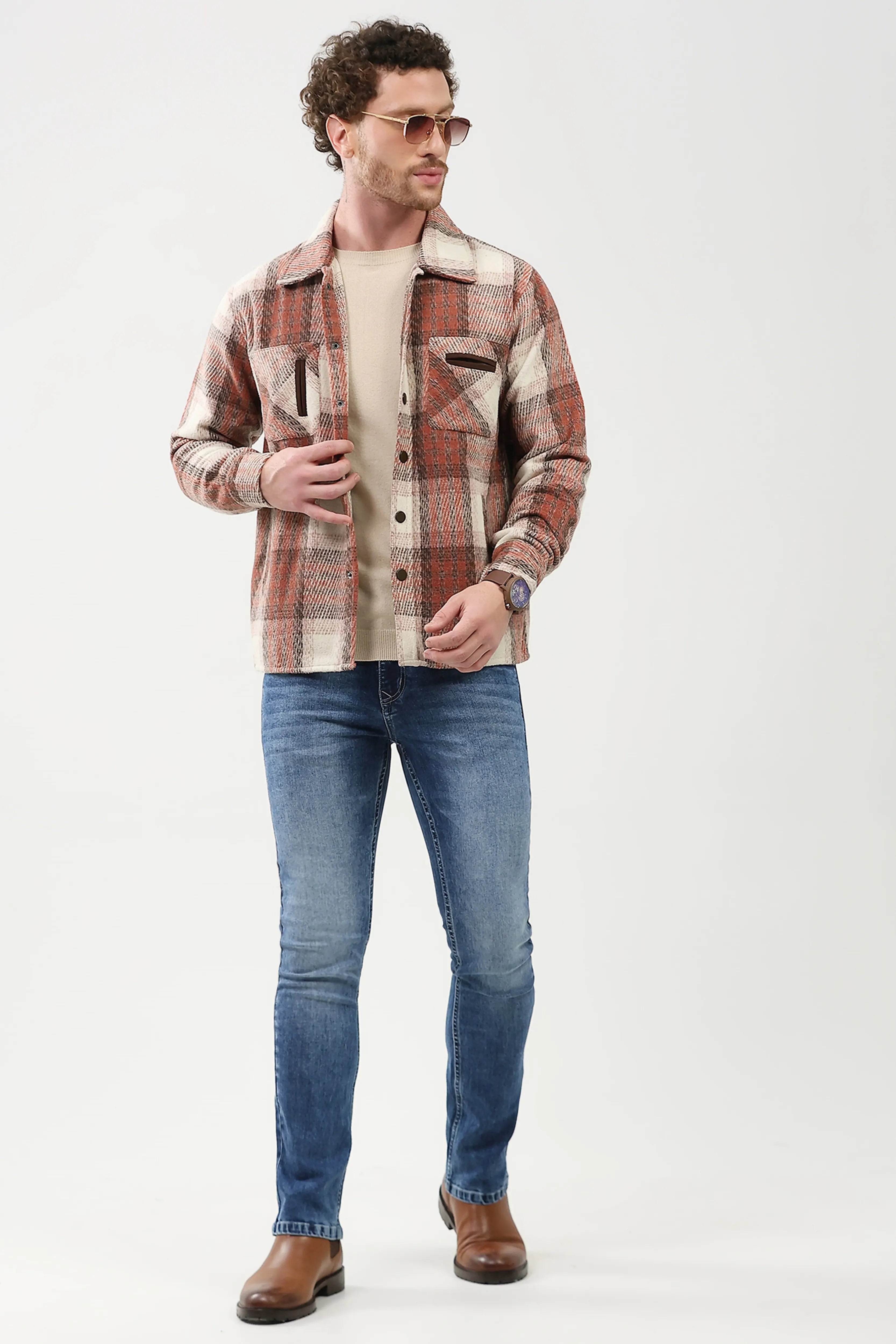 Wool Blend Checked Shacket