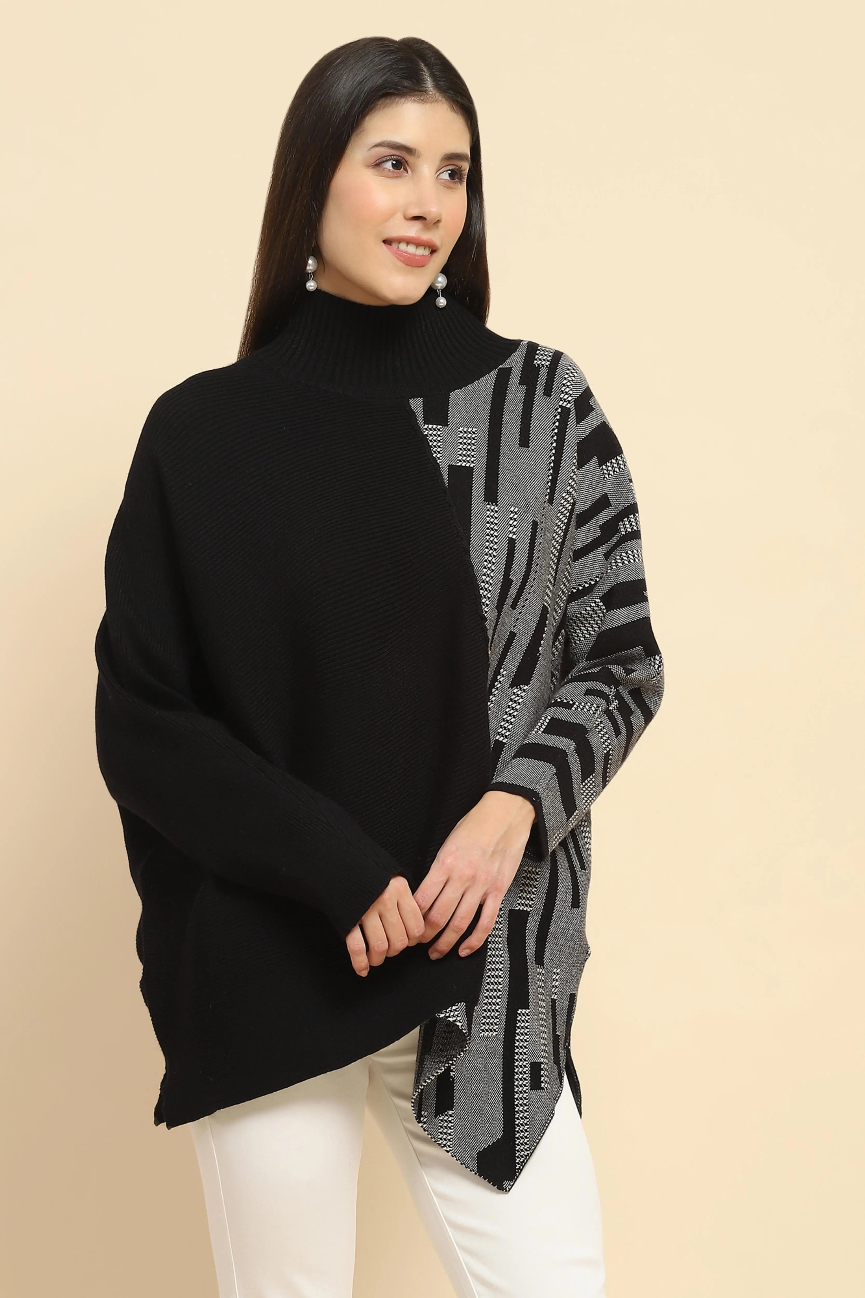Wool Blend Loose Fit Black Pullover - Global Republic