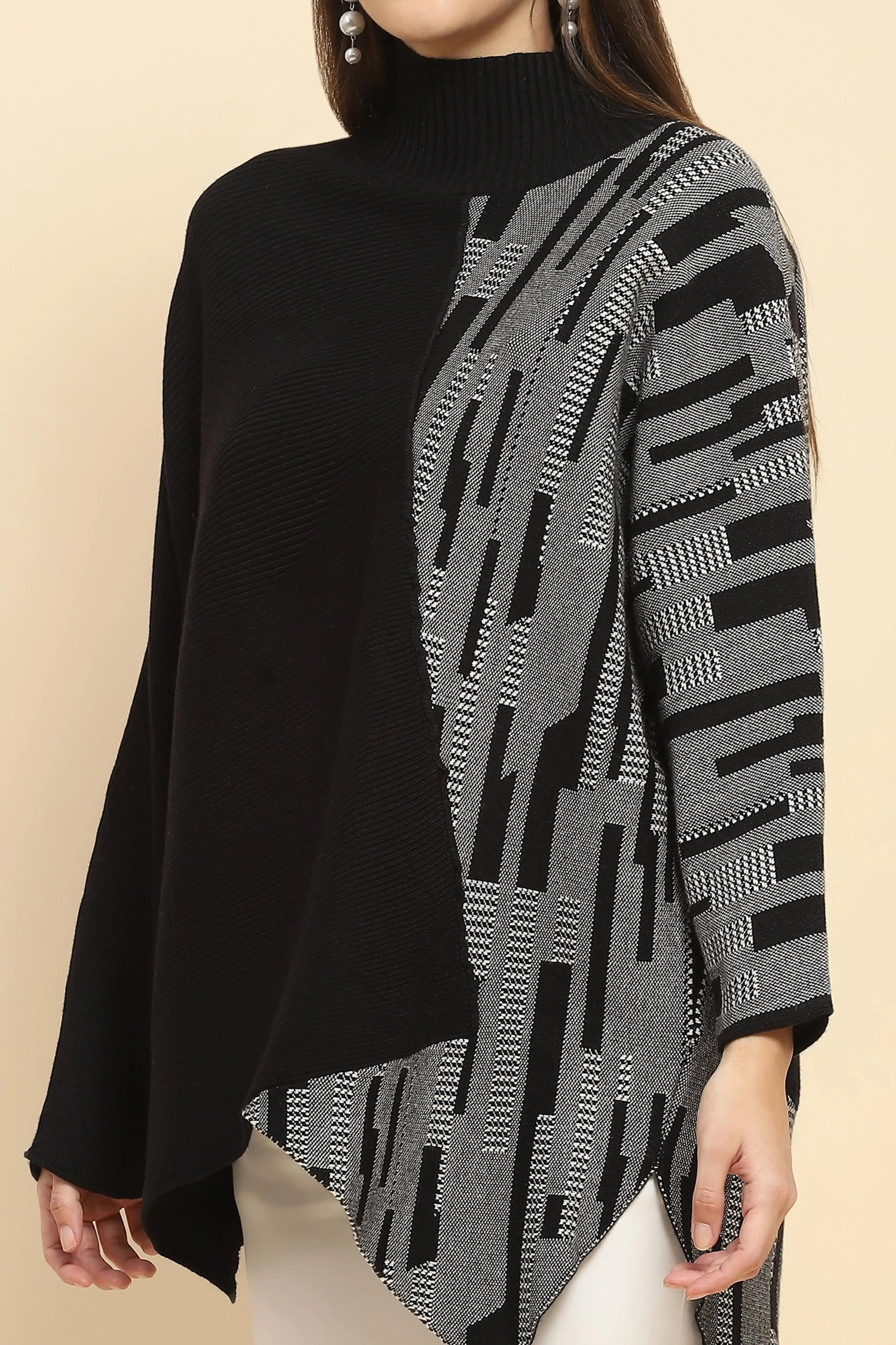 Wool Blend Loose Fit Black Pullover - Global Republic