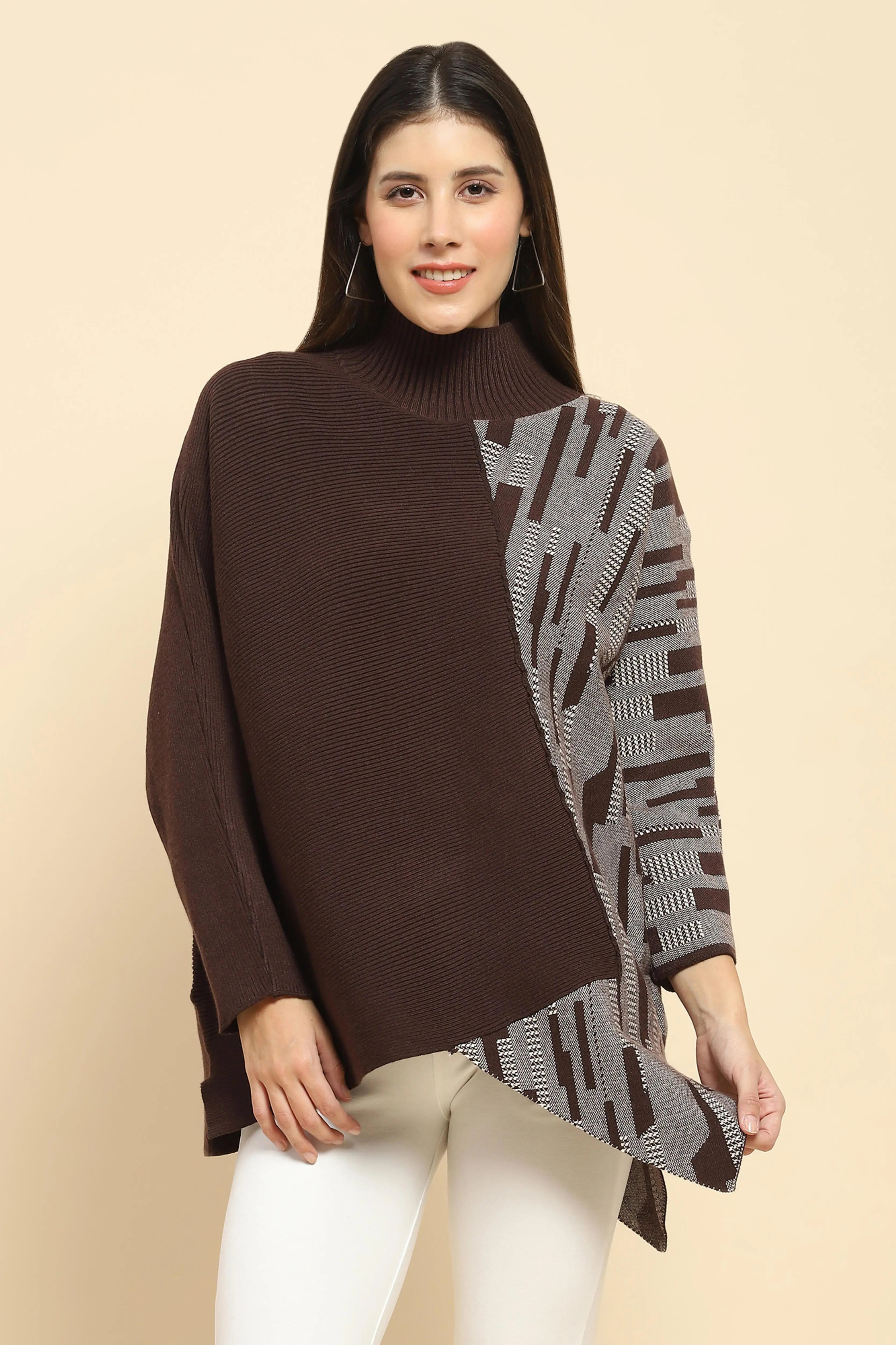 Brown Wool Blend Loose Fit Pullover - Global Republic