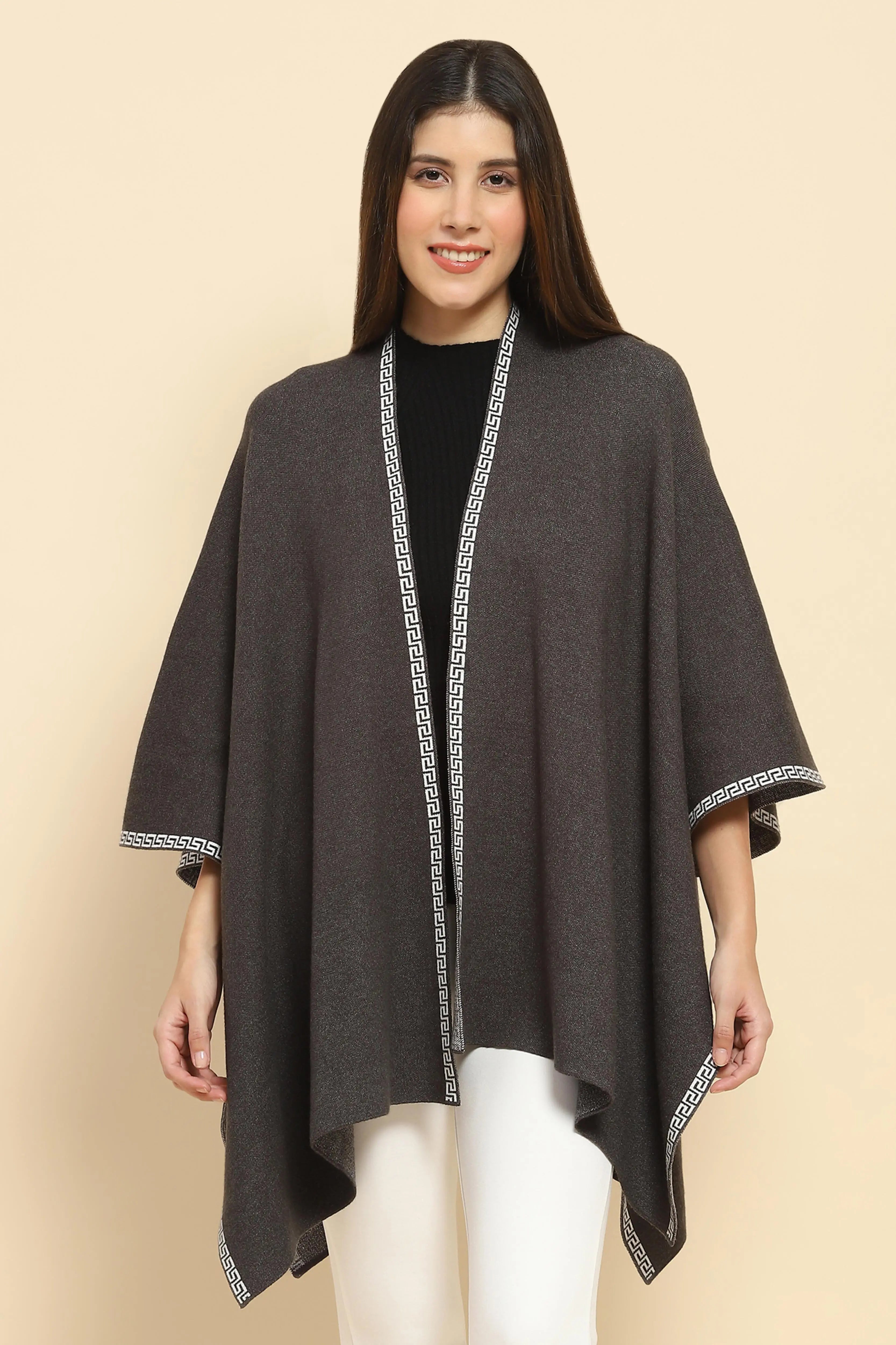 Charcoal Wool Blend Winter Shrug - Global Republic
