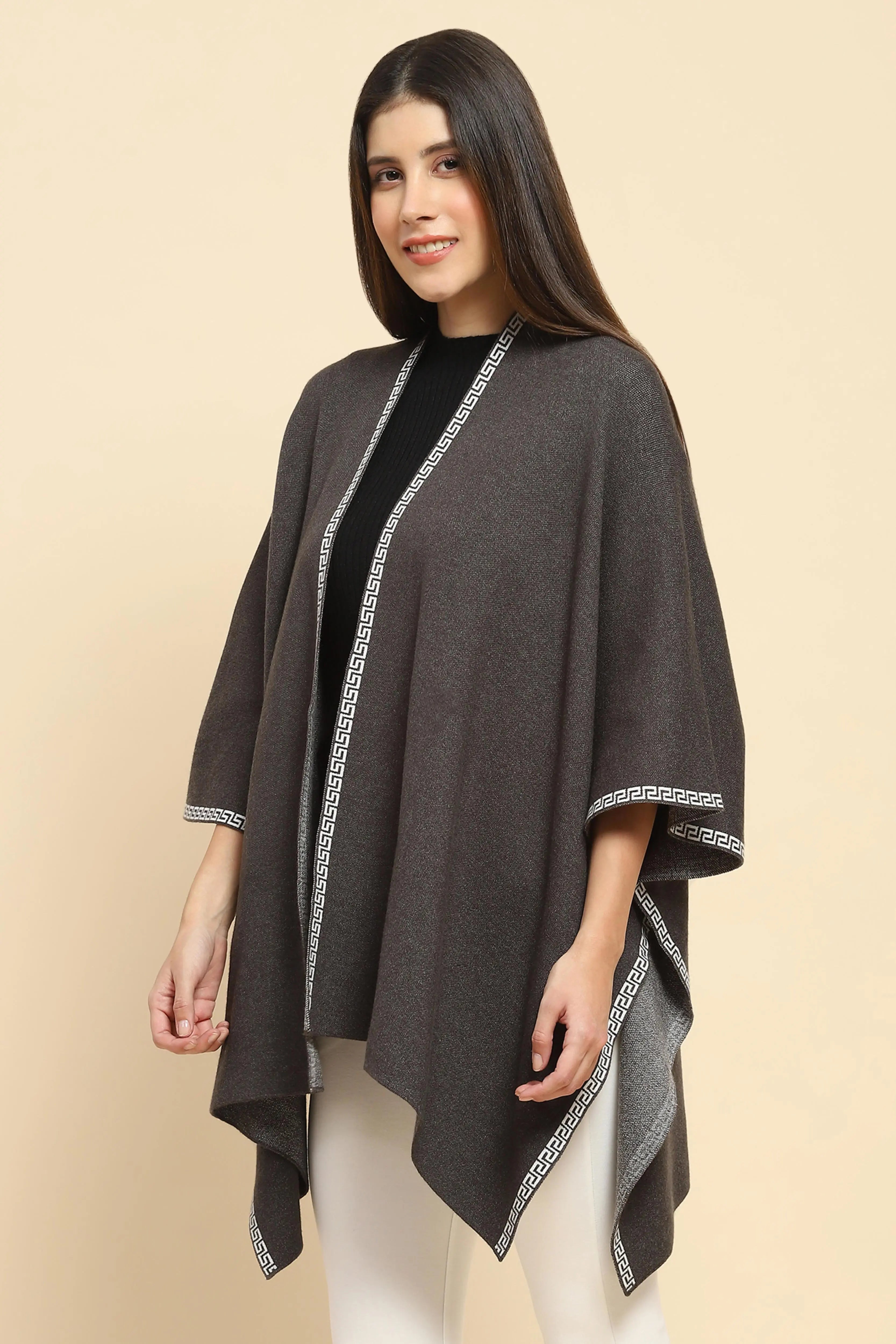 Charcoal Wool Blend Winter Shrug - Global Republic