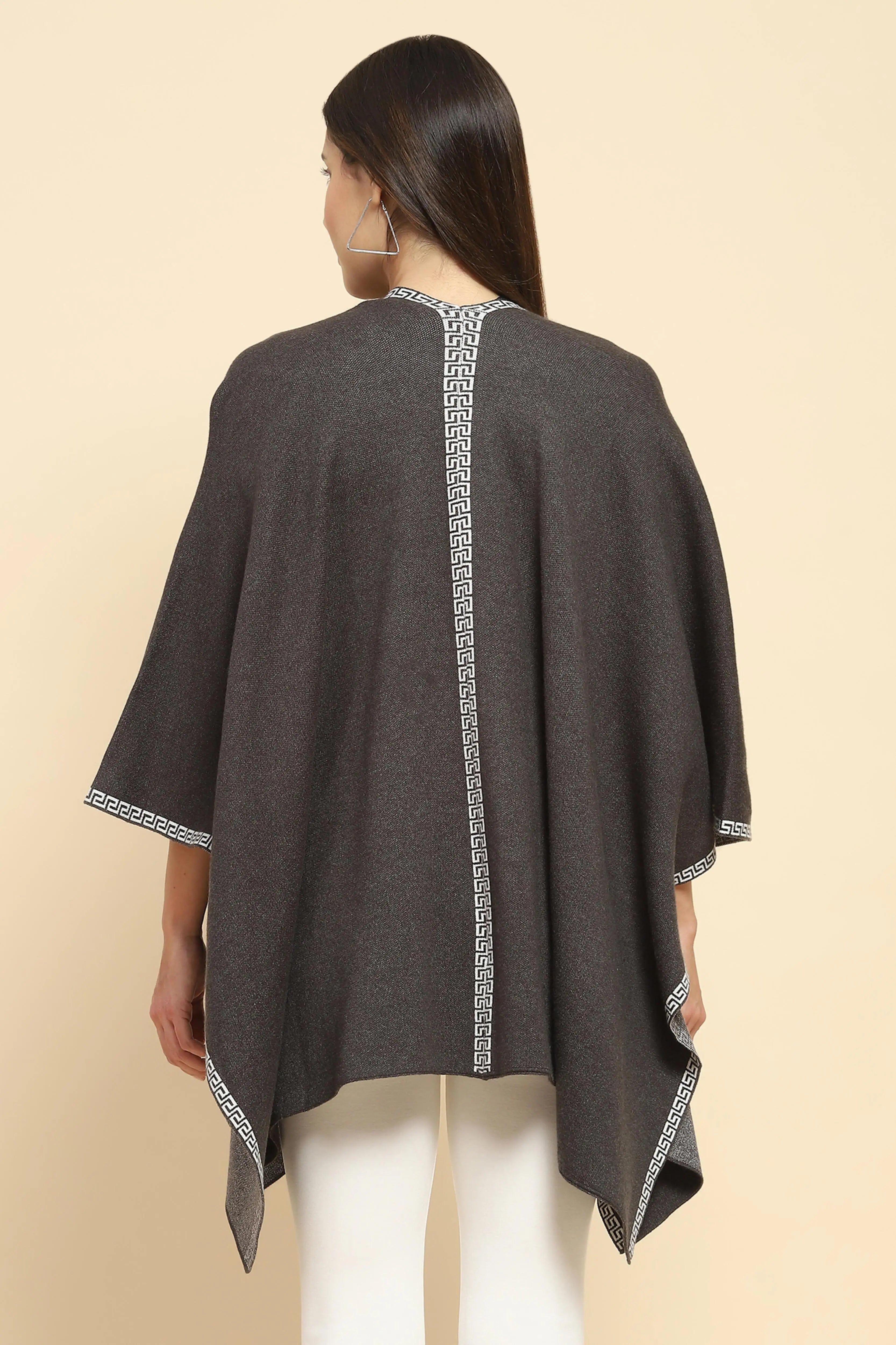 Charcoal Wool Blend Winter Shrug - Global Republic