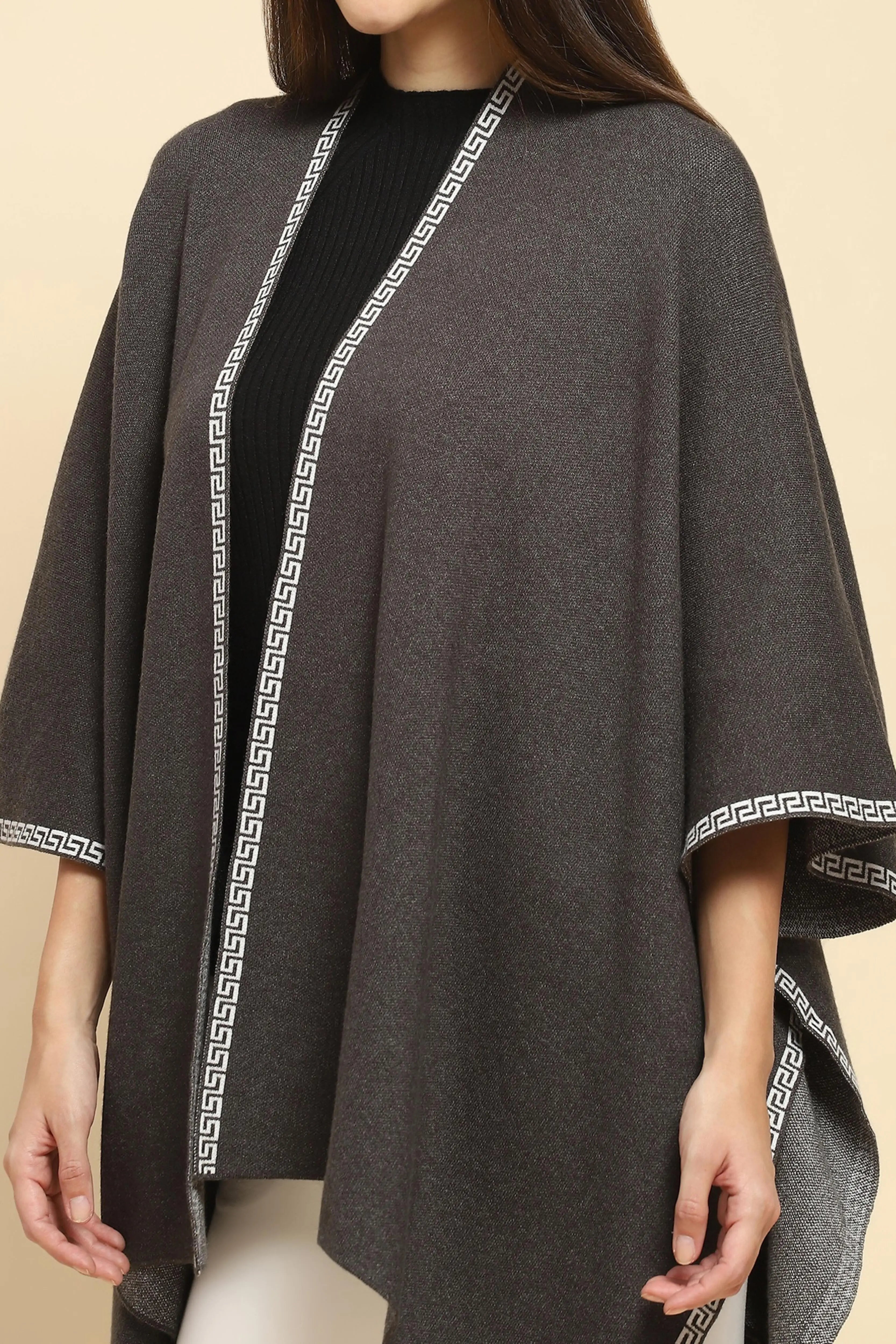 Charcoal Wool Blend Winter Shrug - Global Republic