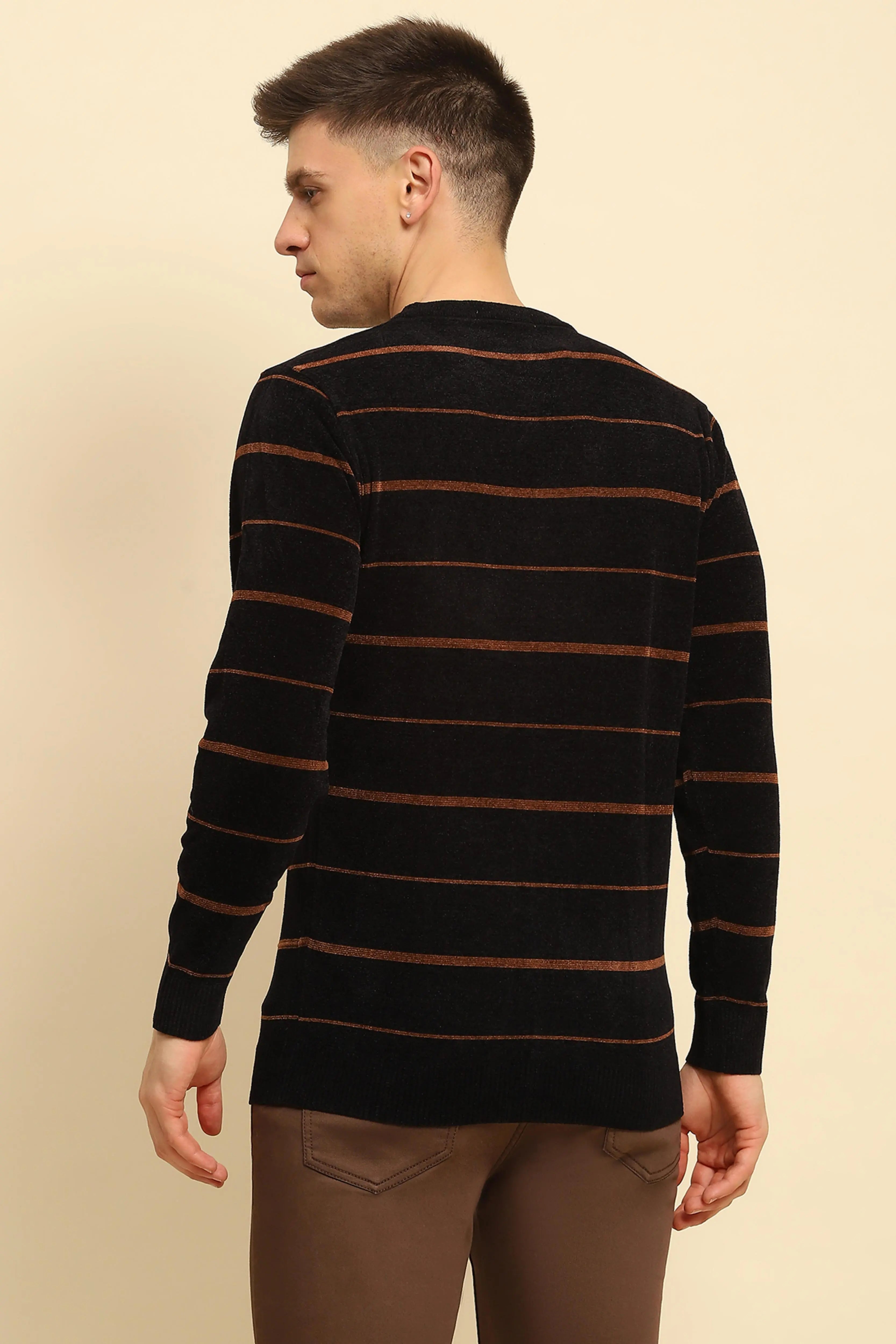Black Velvet Striped Pullover - Global Republic