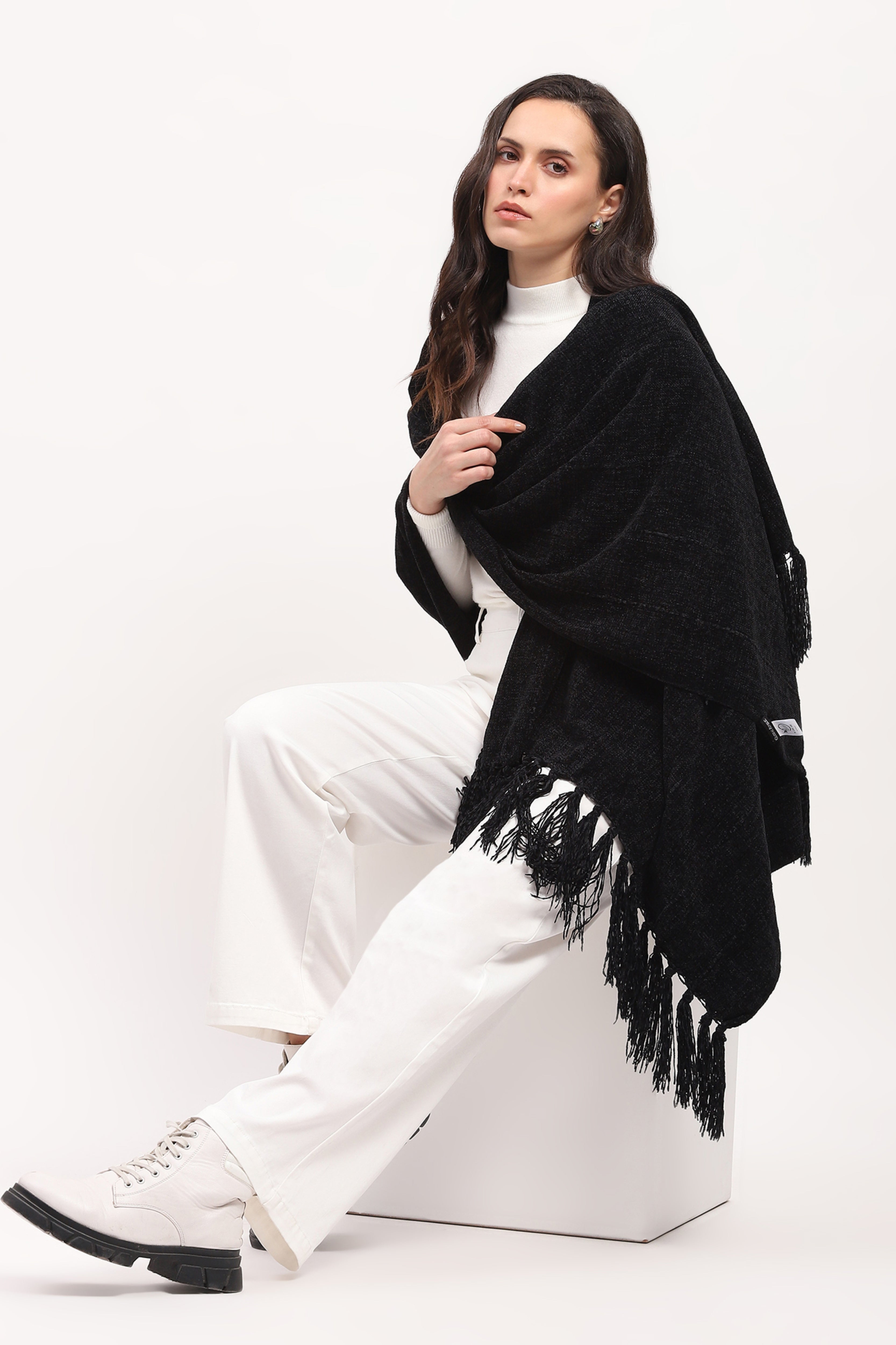 Black Luxury Winter Stole