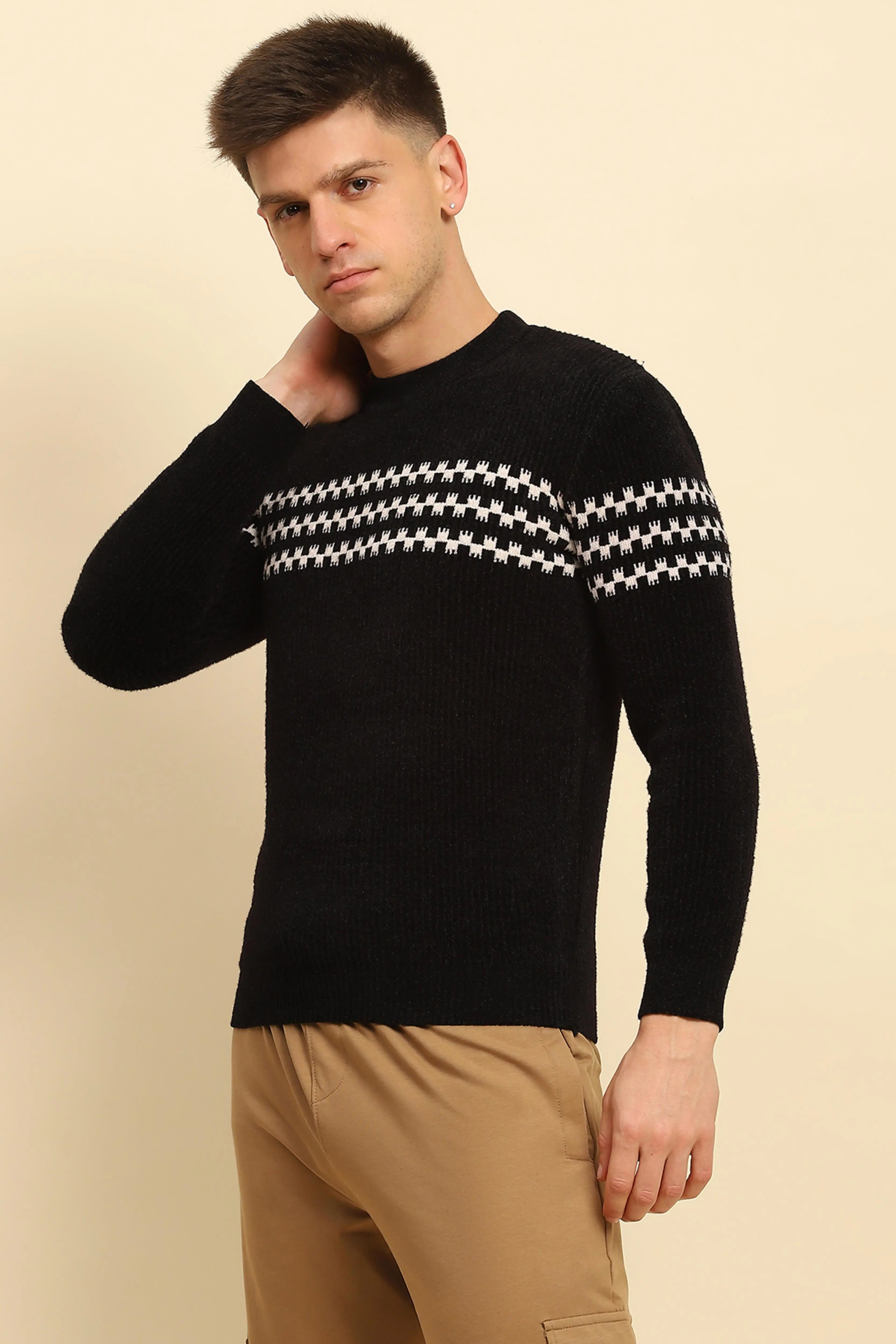 Black Geometric Pullover - Global Republic