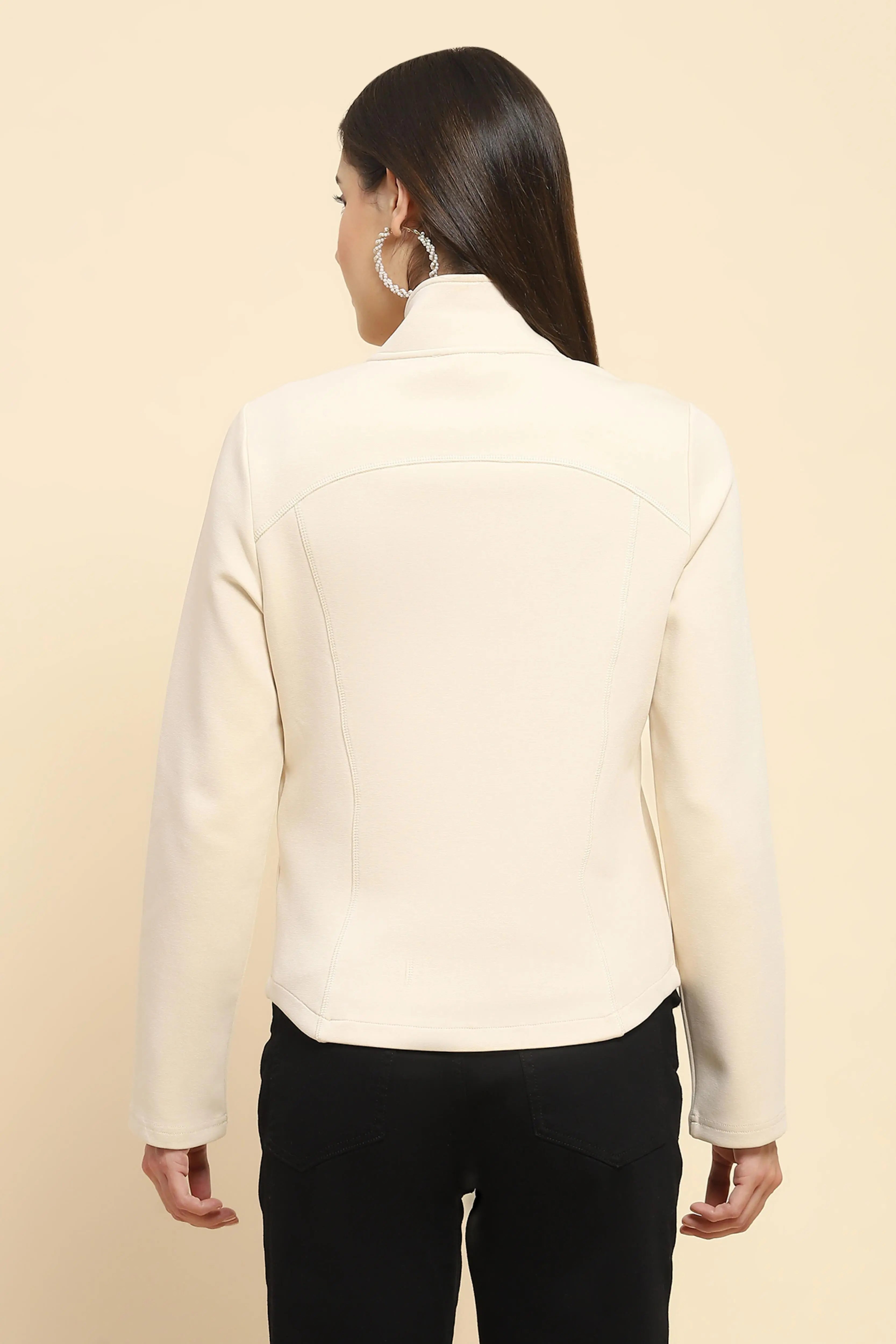 Cream Solid Sweatshirt - Global Republic