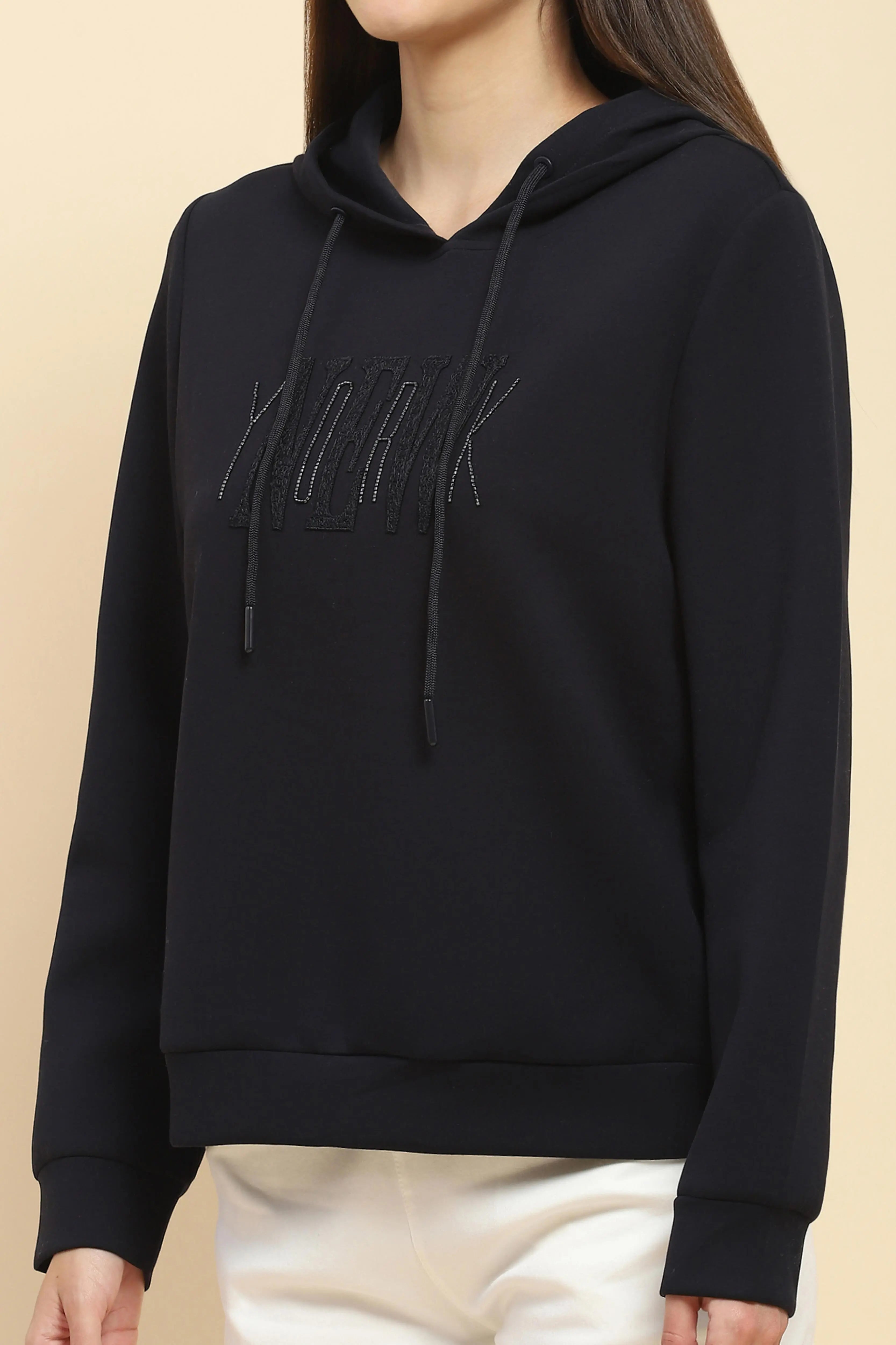 Navy Embroidered Hood Sweatshirt - Global Republic