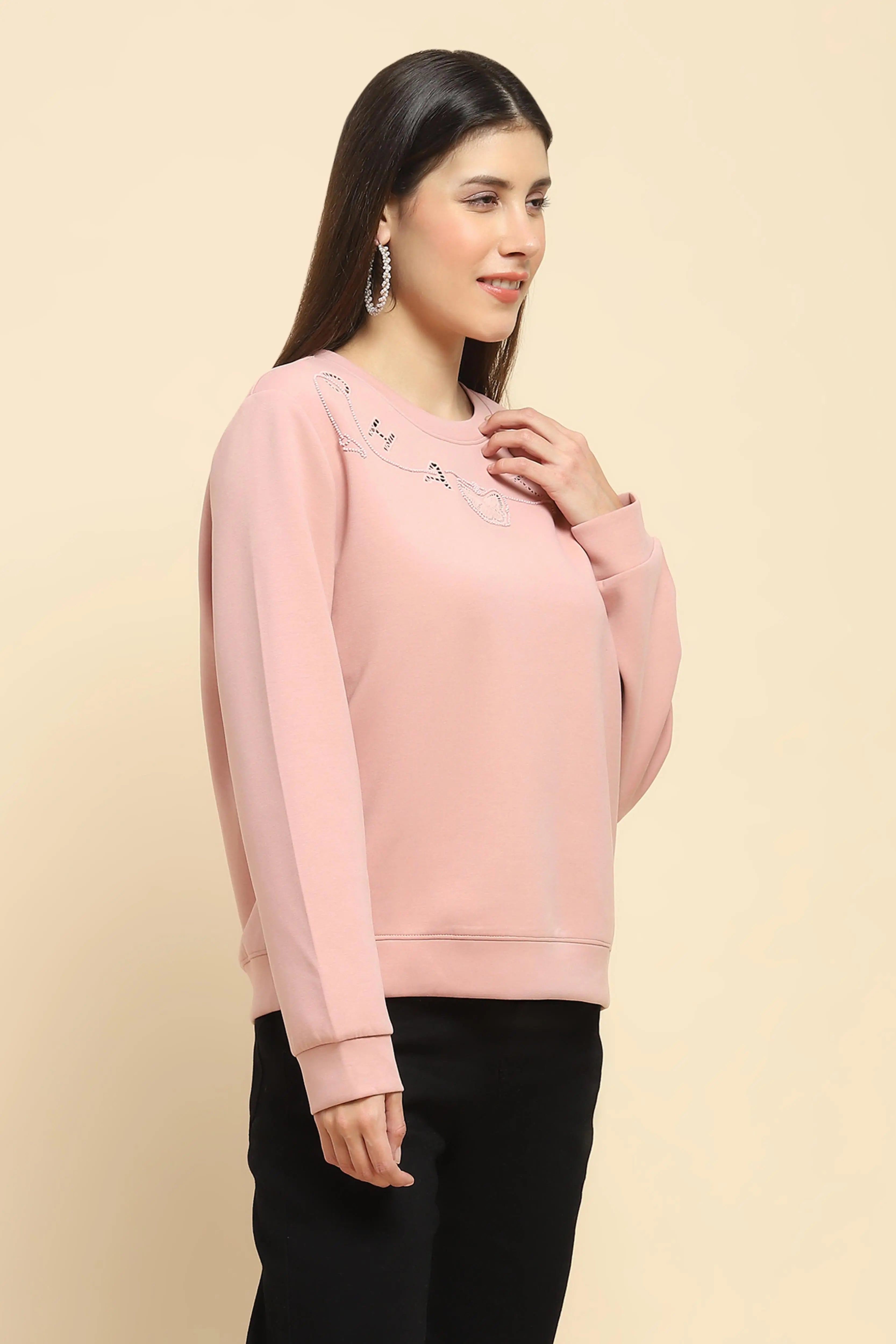Pink Embellished Sweatshirt - Global Republic