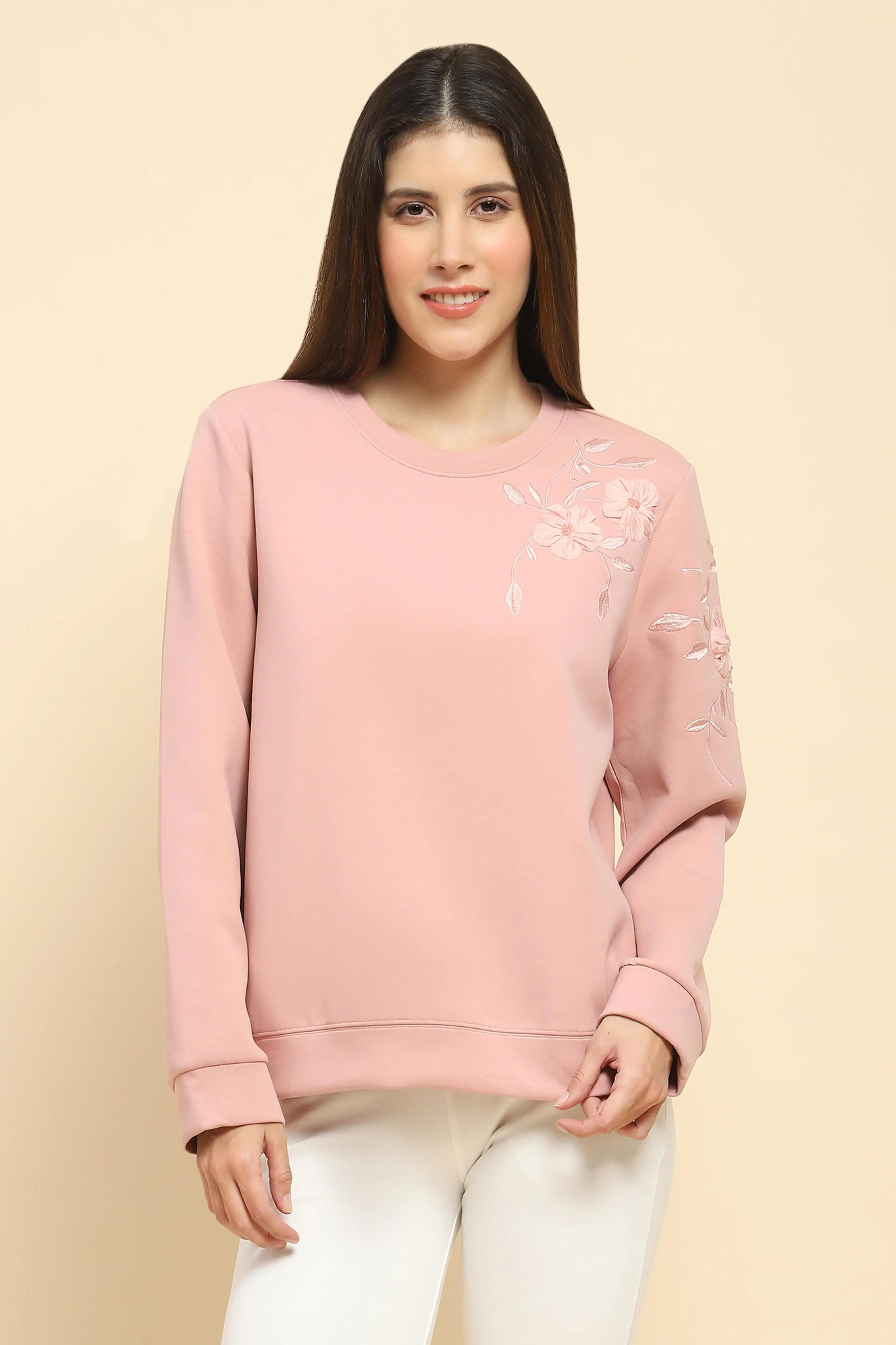 Pink Embroidered Sweatshirt - Global Republic