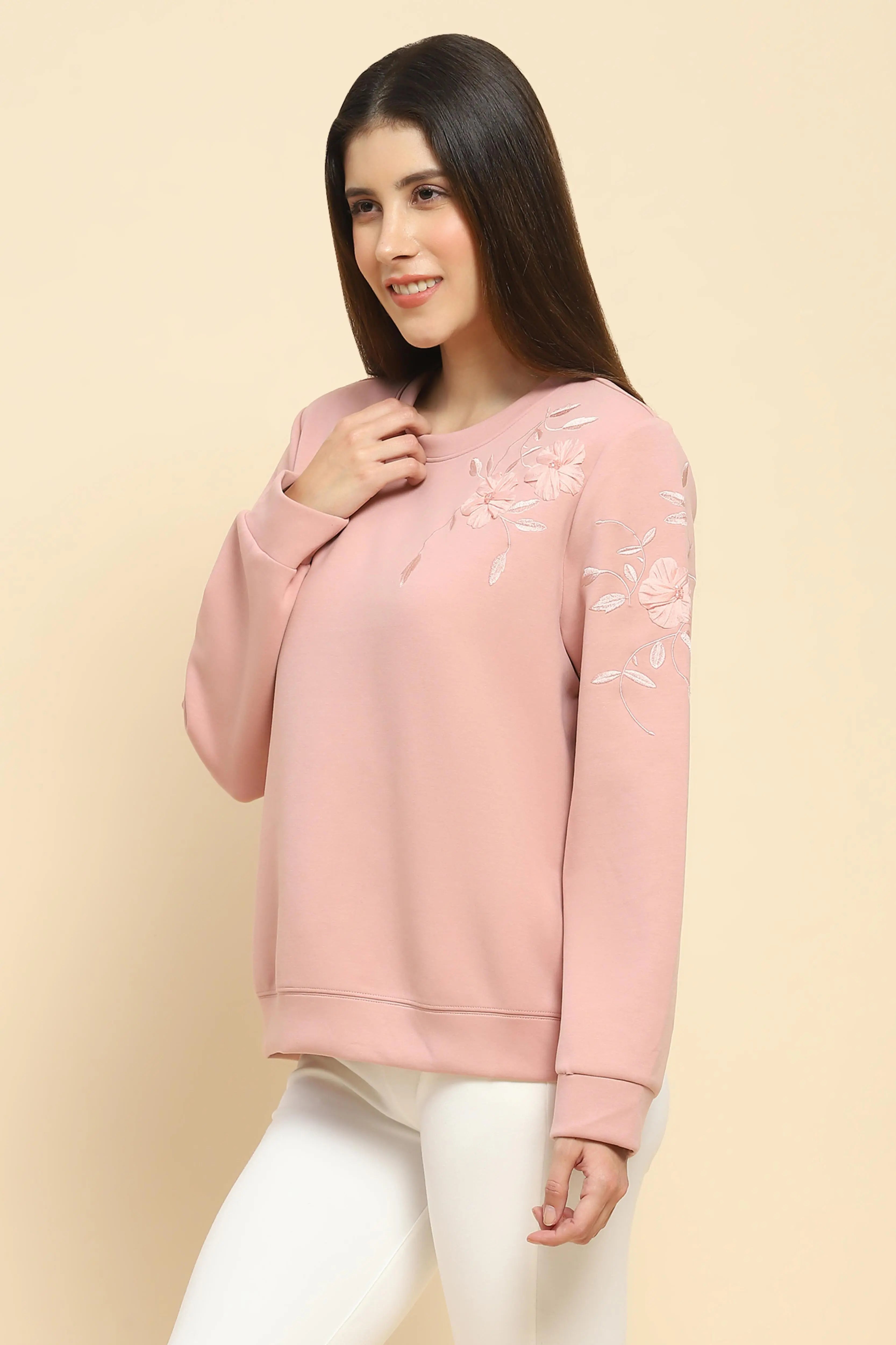 Pink Embroidered Sweatshirt - Global Republic