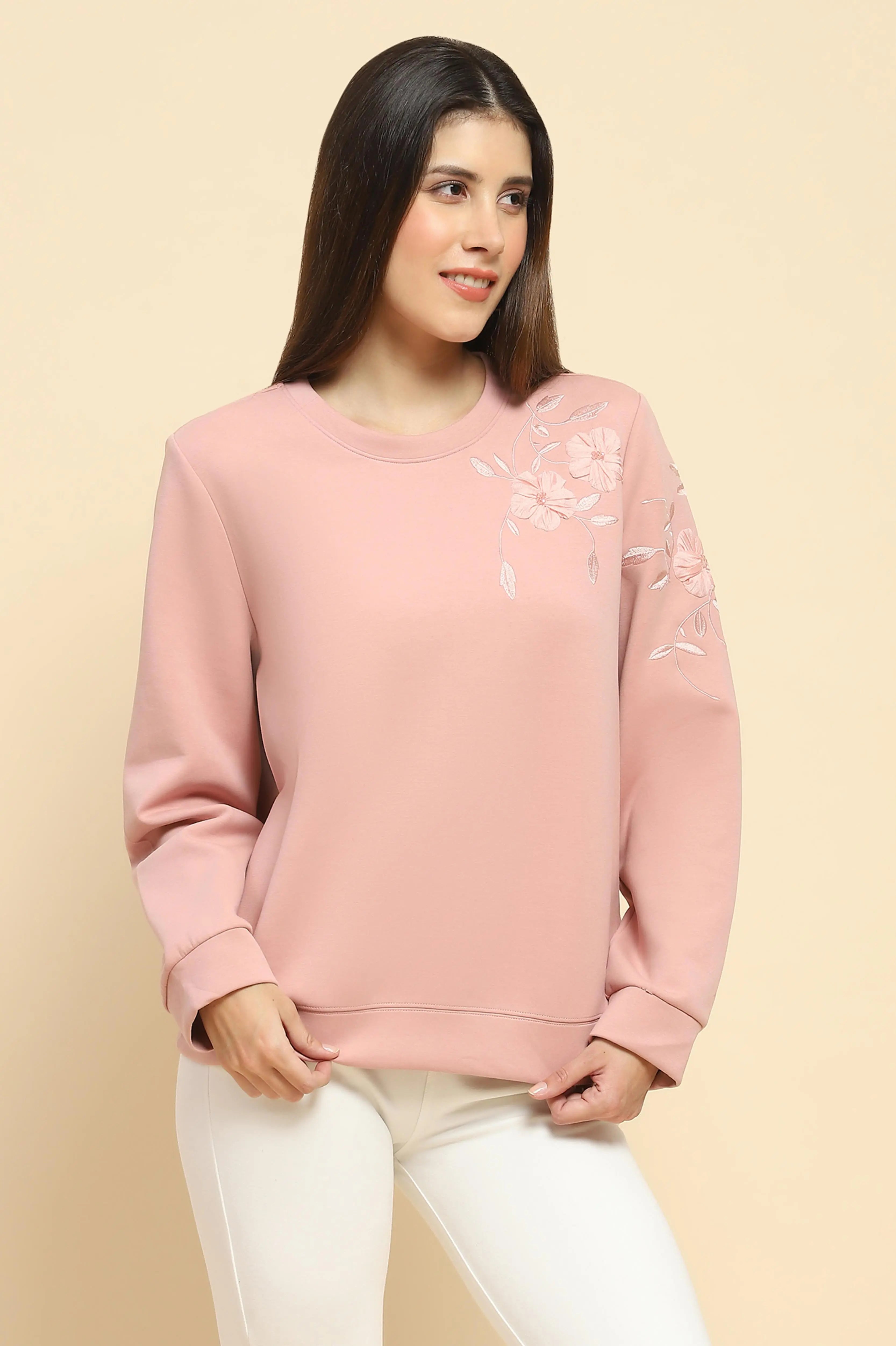 Pink Embroidered Sweatshirt - Global Republic