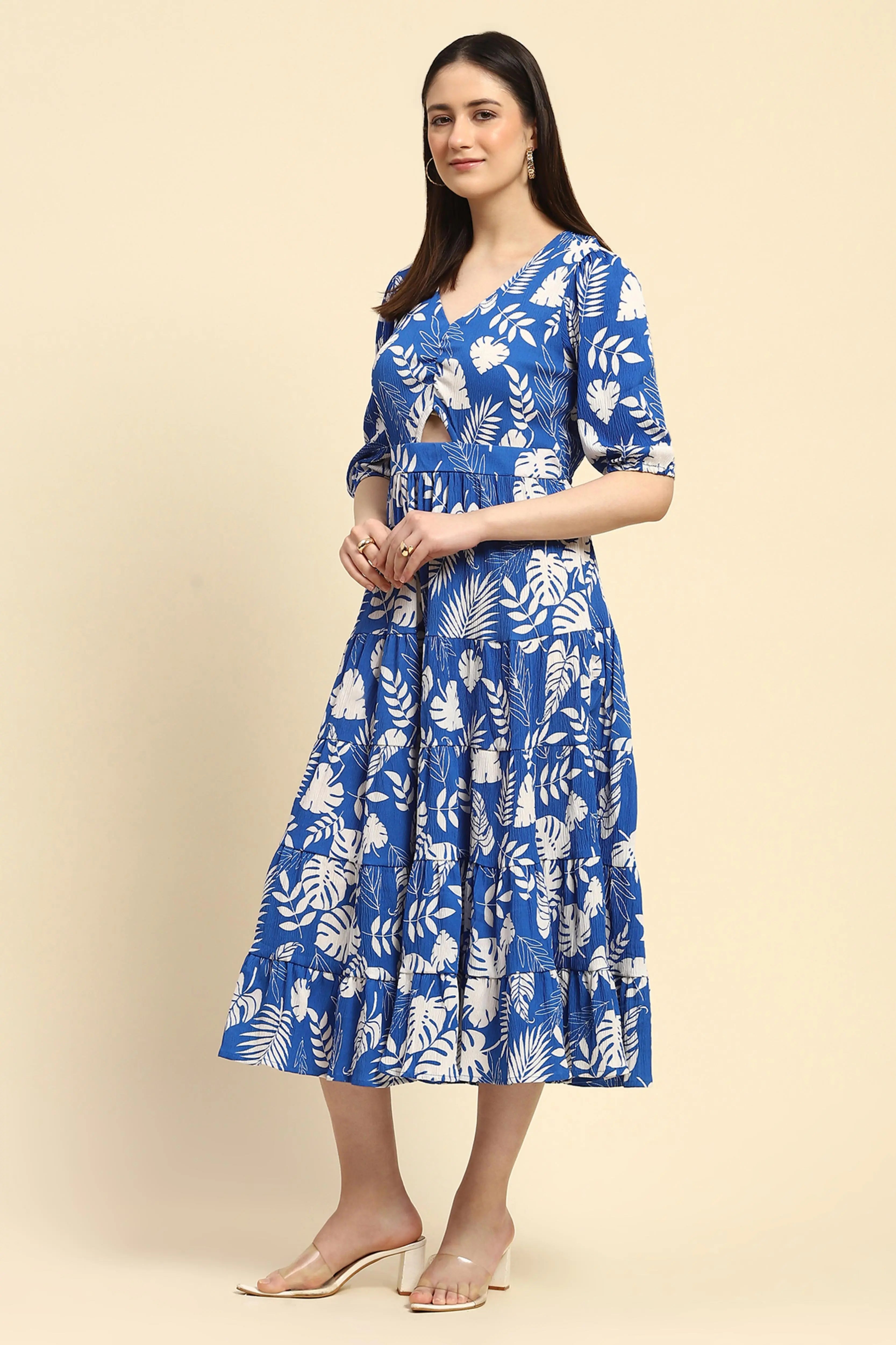 Tropical Print Fit & Flare Dress - Global Republic
