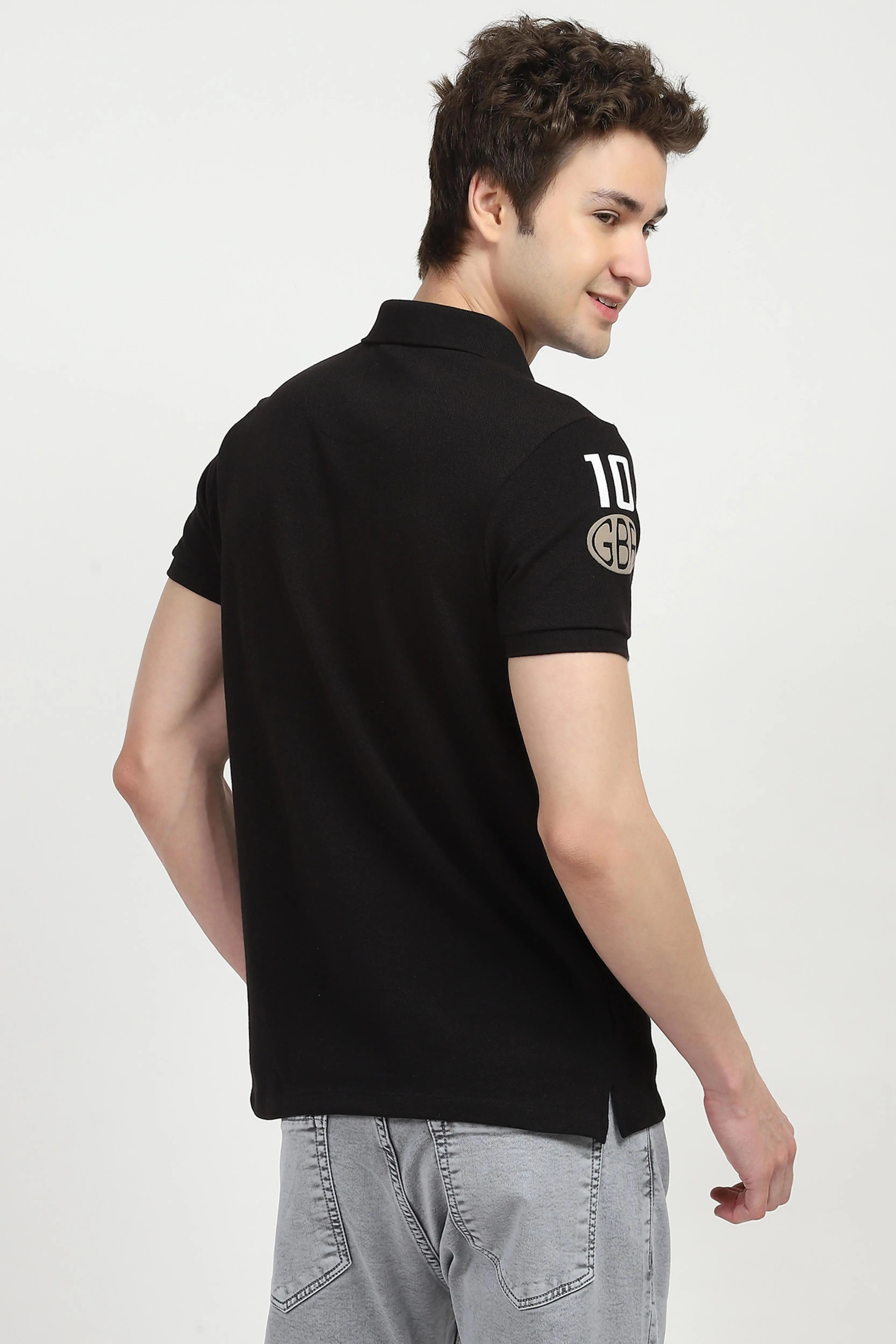 Black Cotton Polo T-shirt - Global Republic