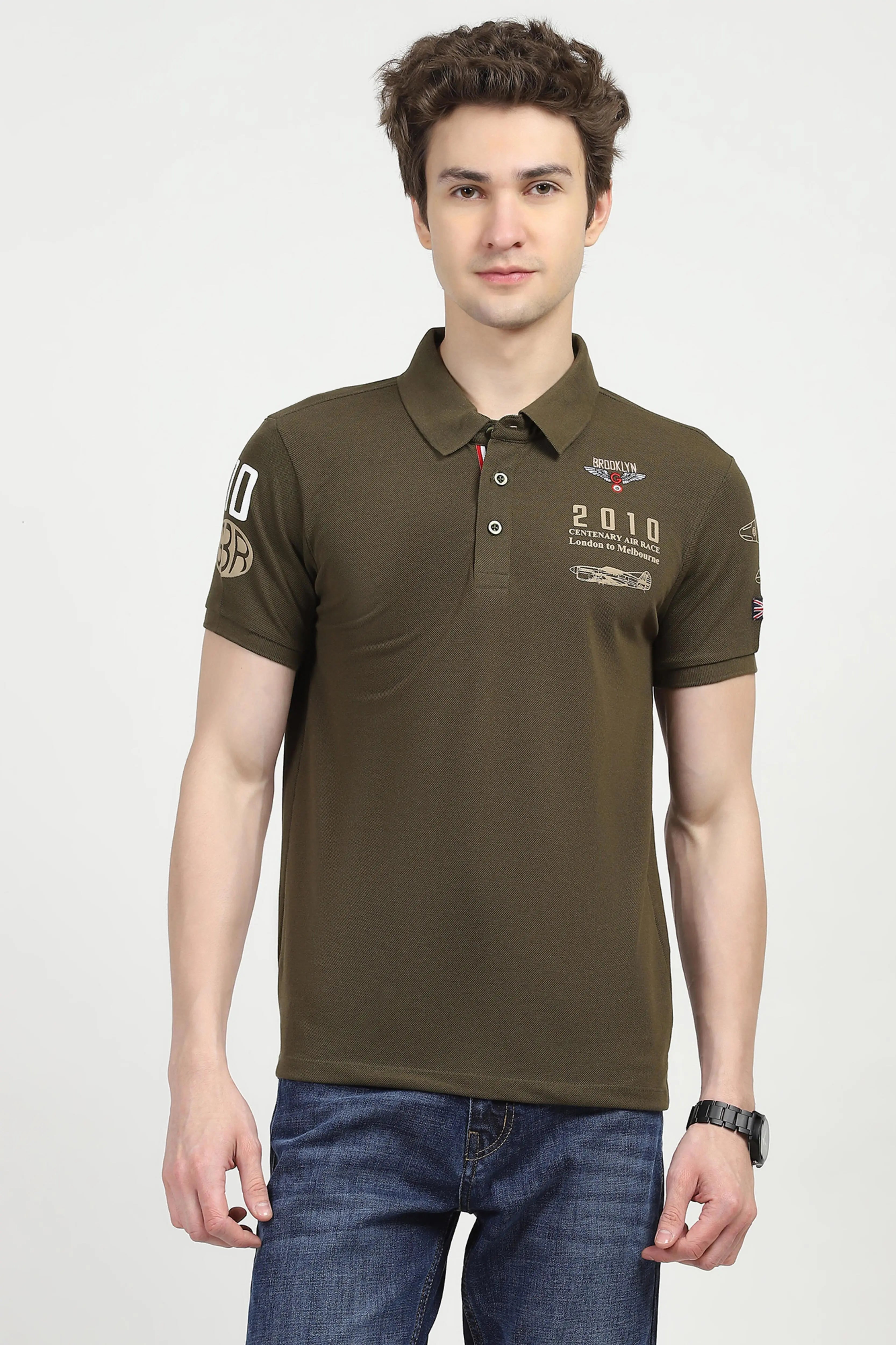 Olive Cotton Polo T-shirt - Global Republic