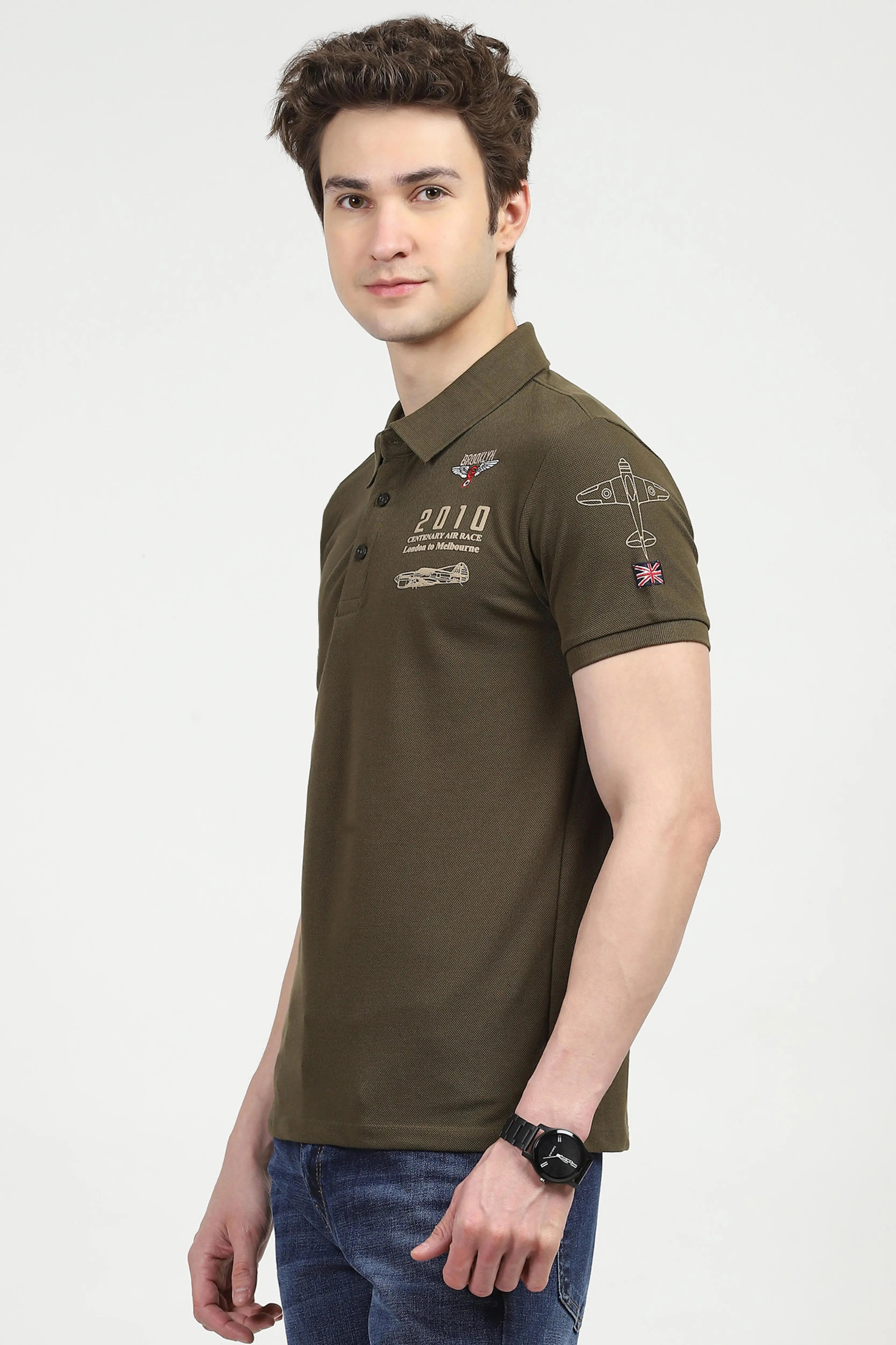 Olive Cotton Polo T-shirt - Global Republic