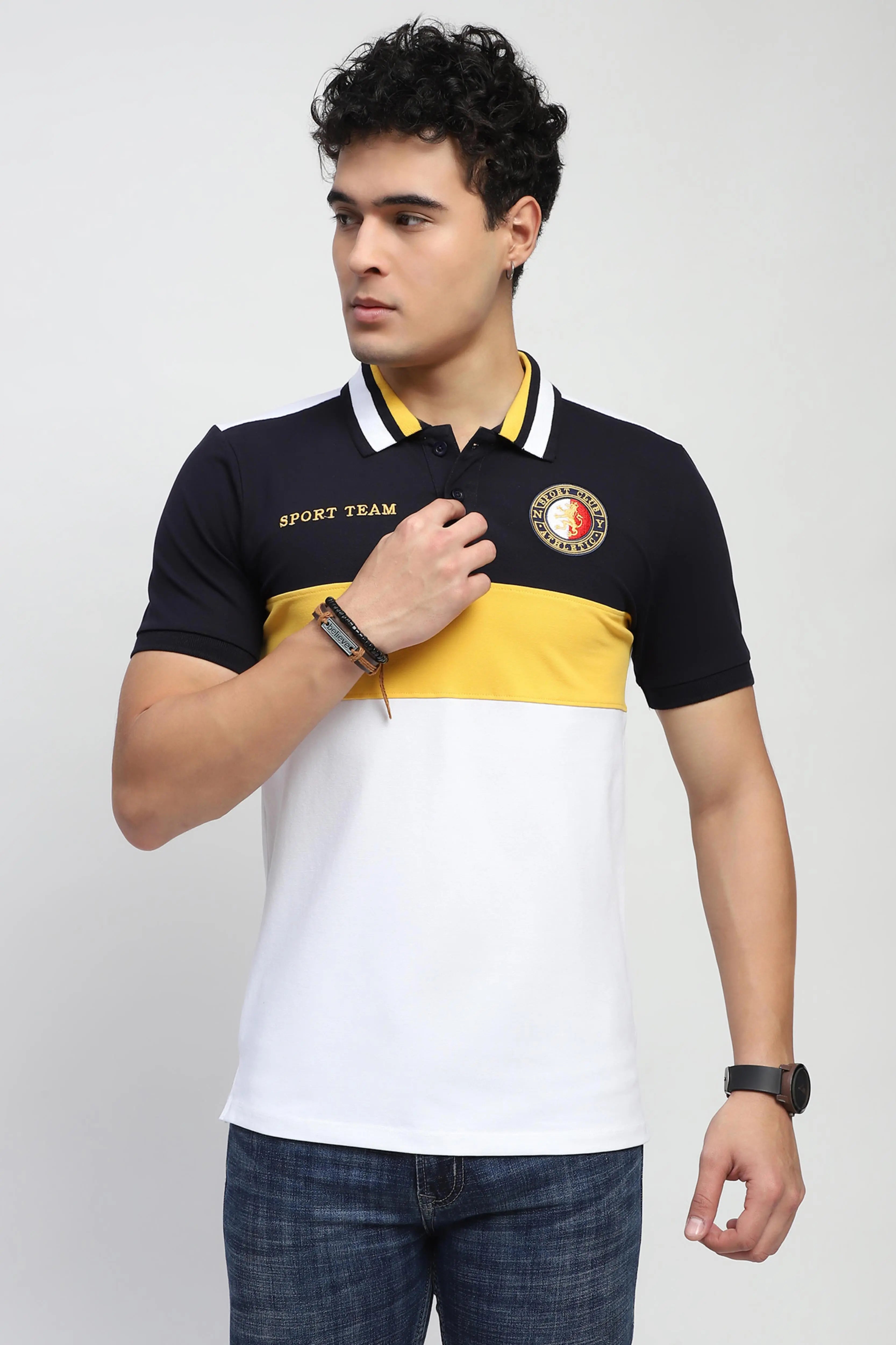 Color Block Cotton Polo T-Shirt - Global Republic