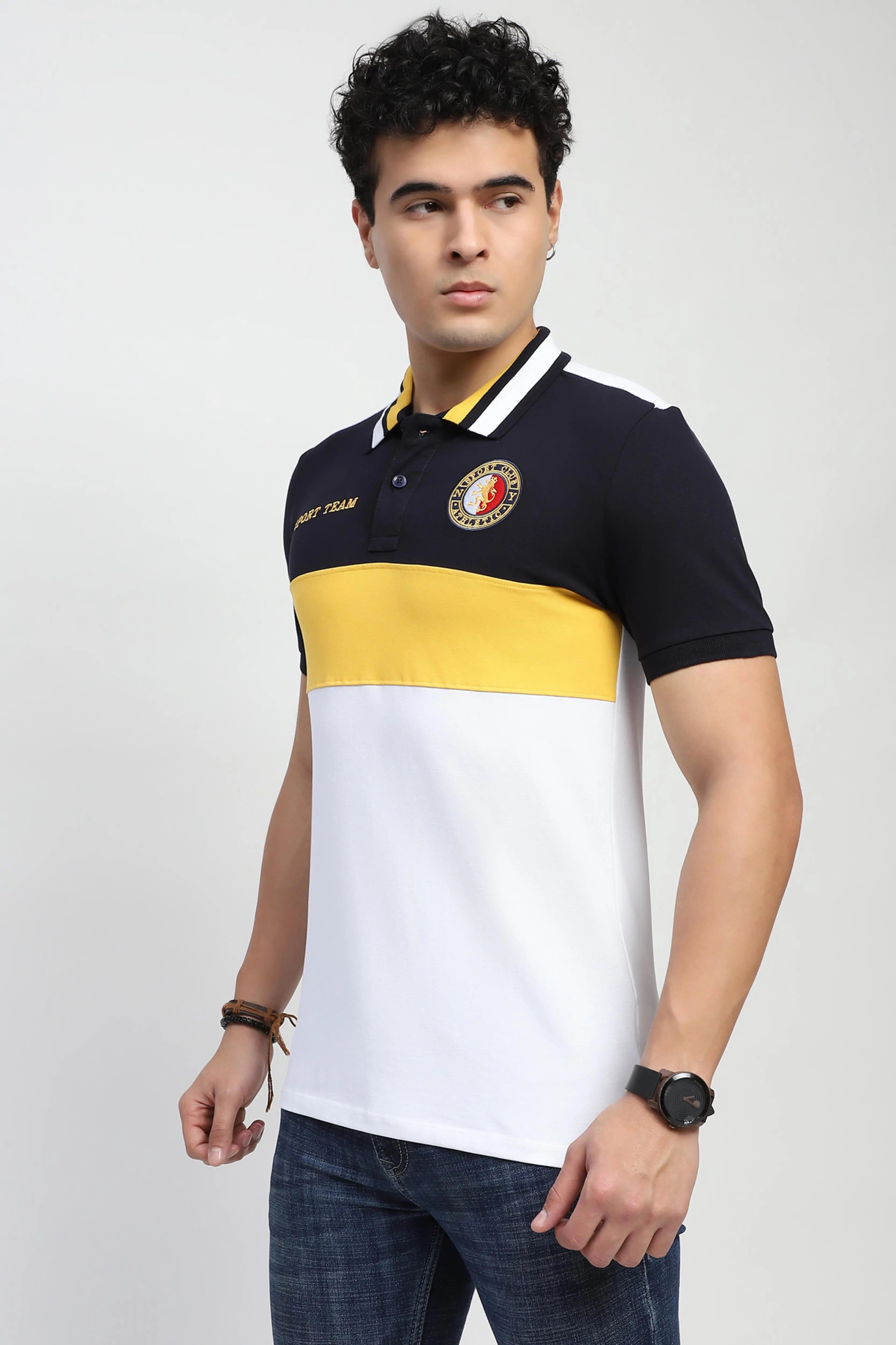 Color Block Cotton Polo T-Shirt - Global Republic