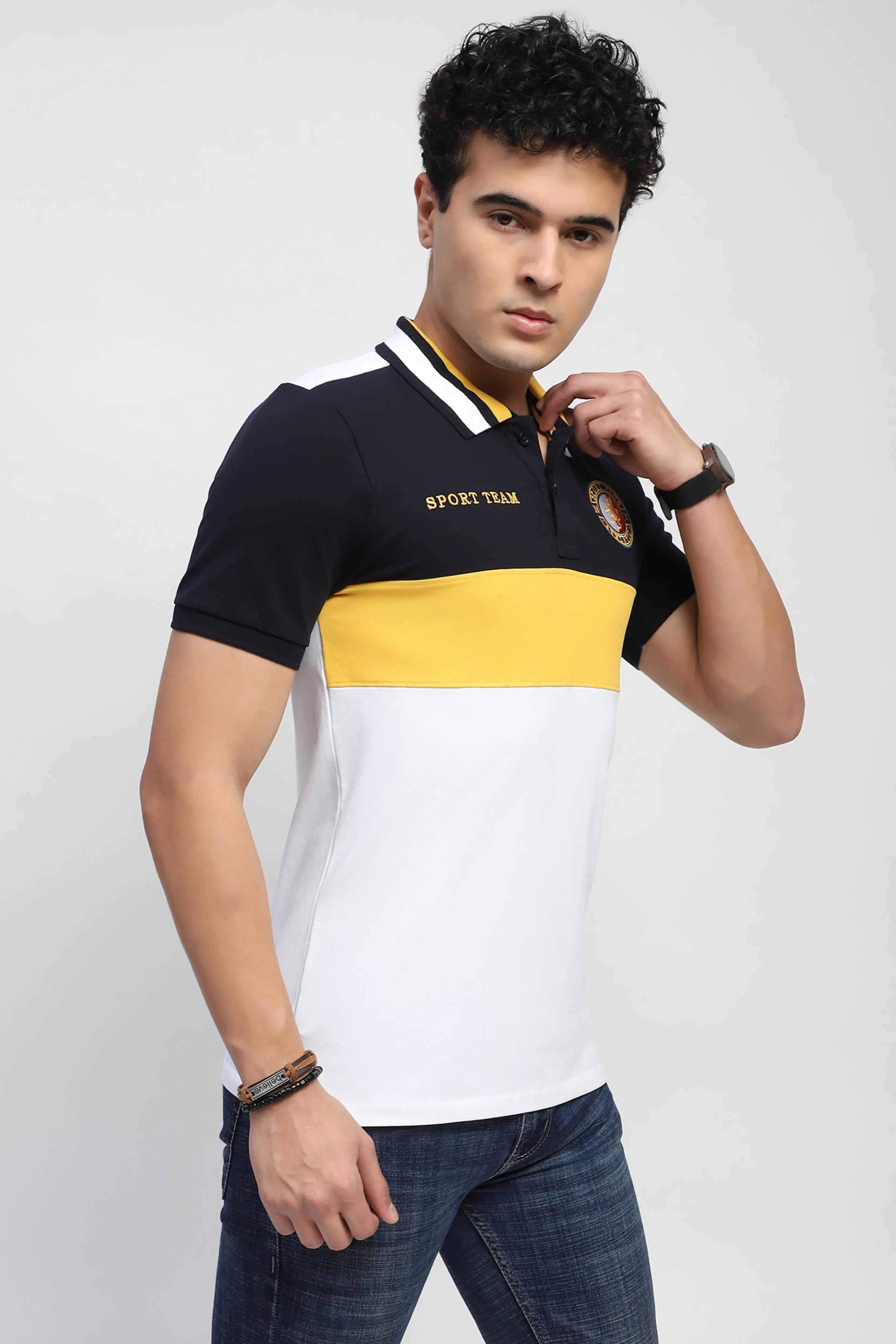 Color Block Cotton Polo T-Shirt - Global Republic