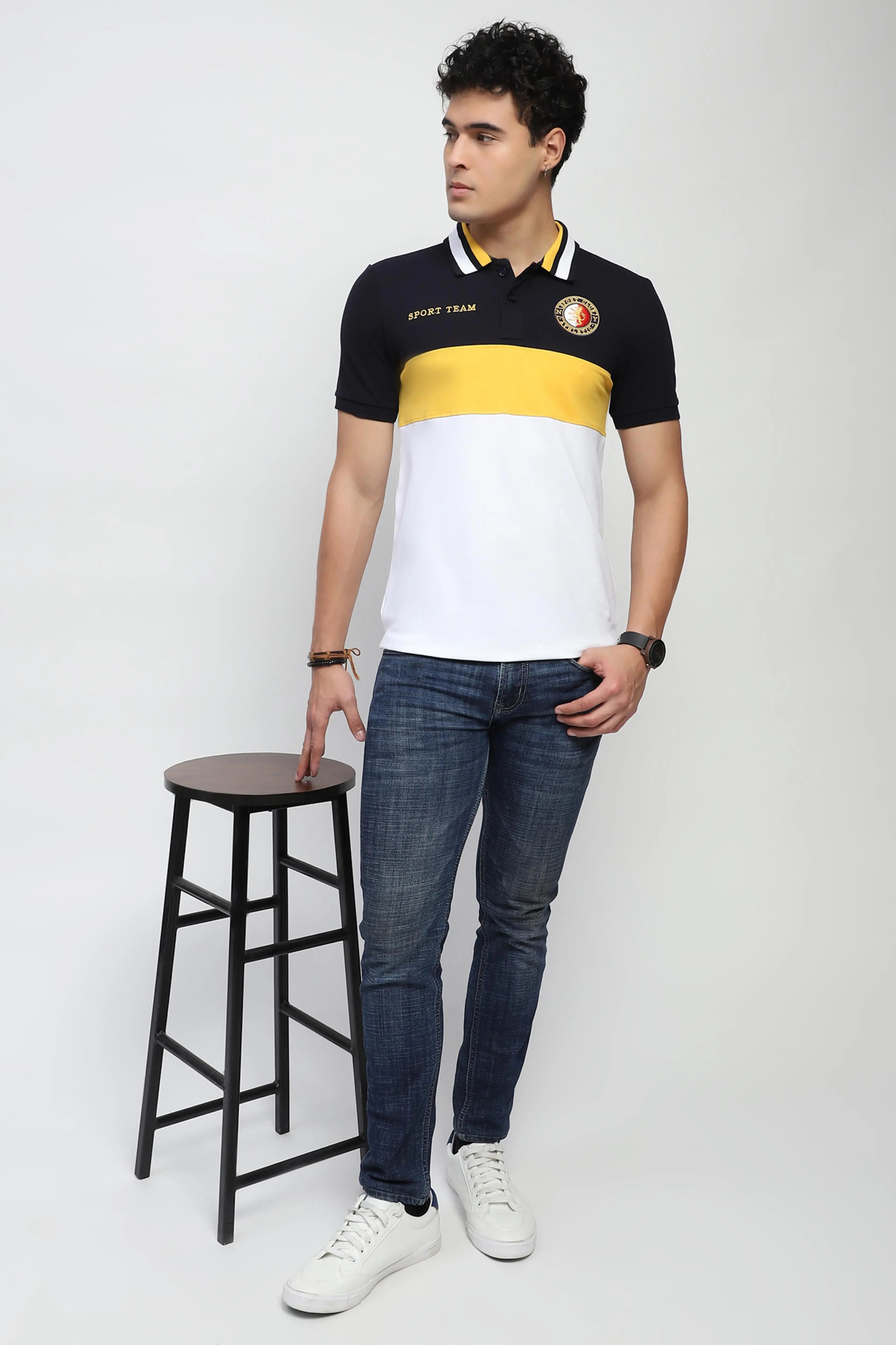 Color Block Cotton Polo T-Shirt - Global Republic