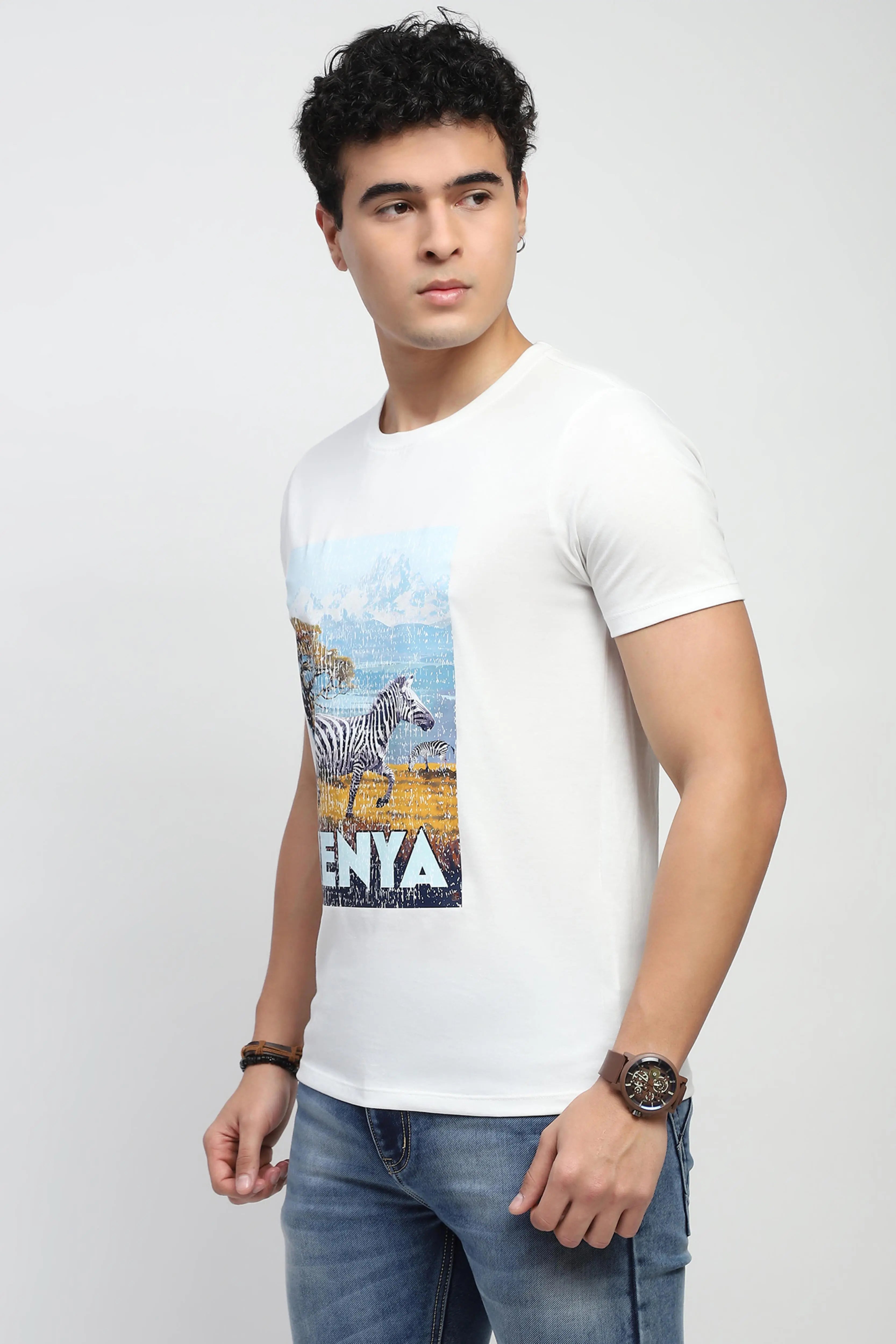 White Graphic Cotton T-Shirt - Global Republic
