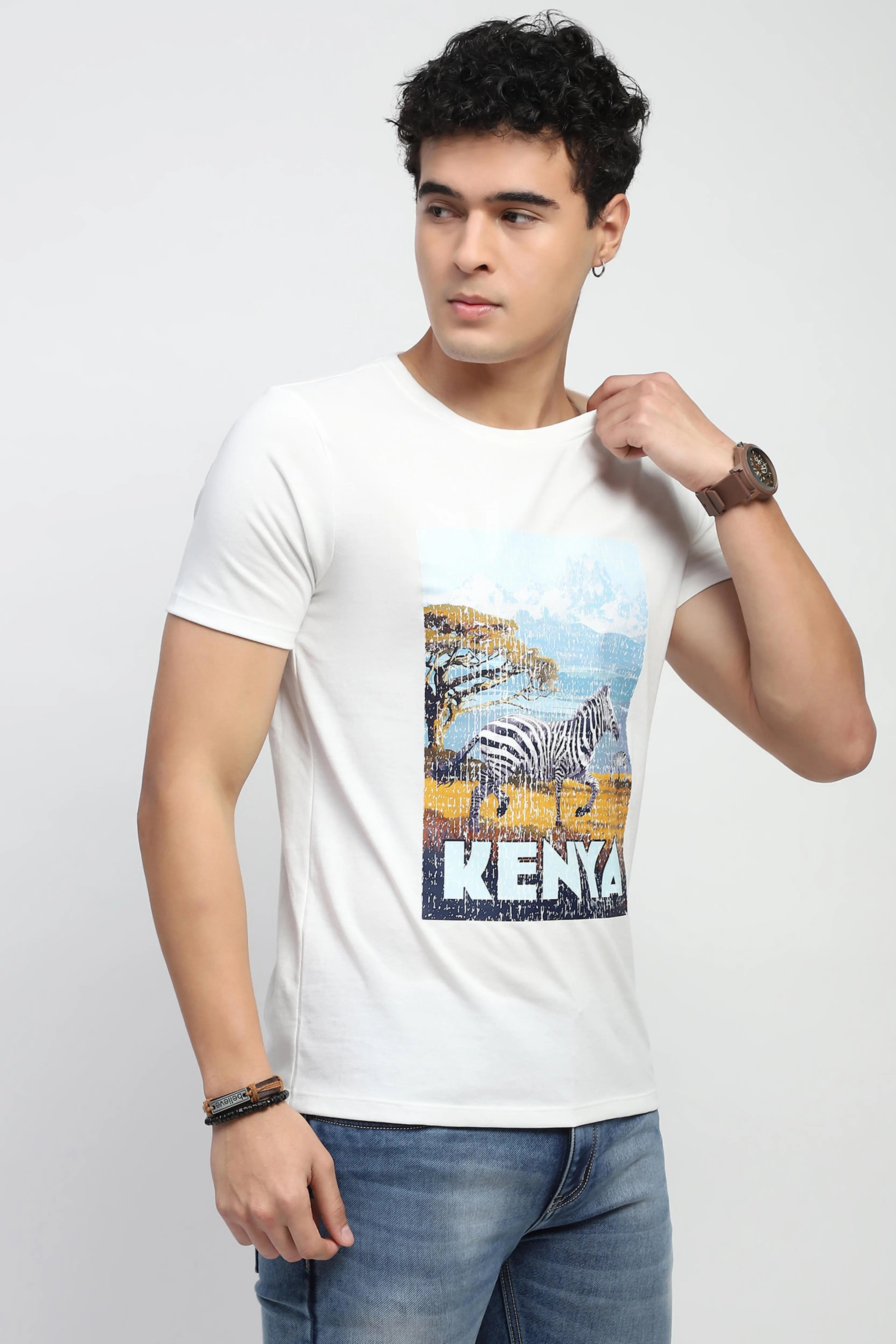 White Graphic Cotton T-Shirt - Global Republic