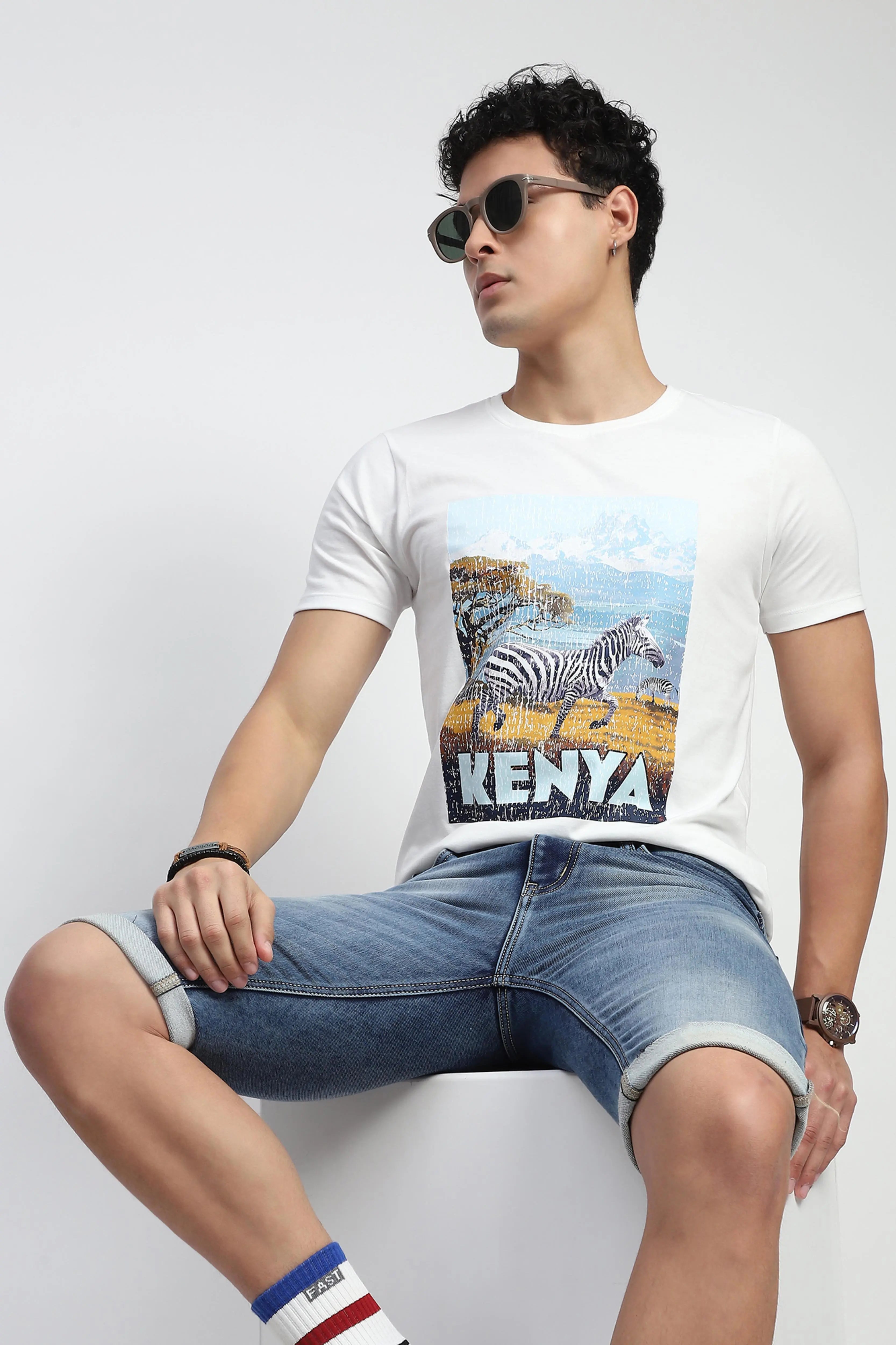 White Graphic Cotton T-Shirt - Global Republic