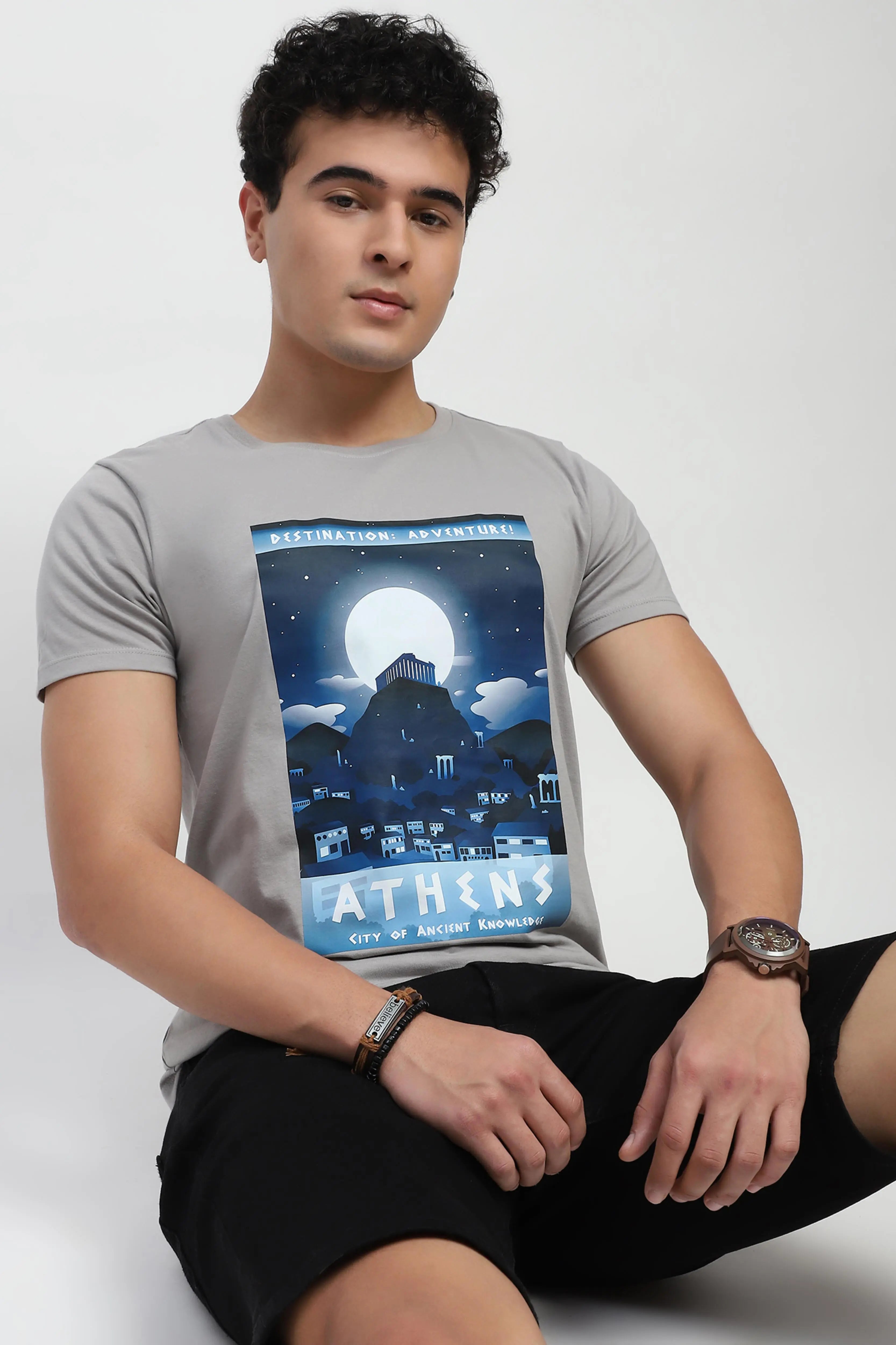 Grey Graphic Cotton T-Shirt - Global Republic