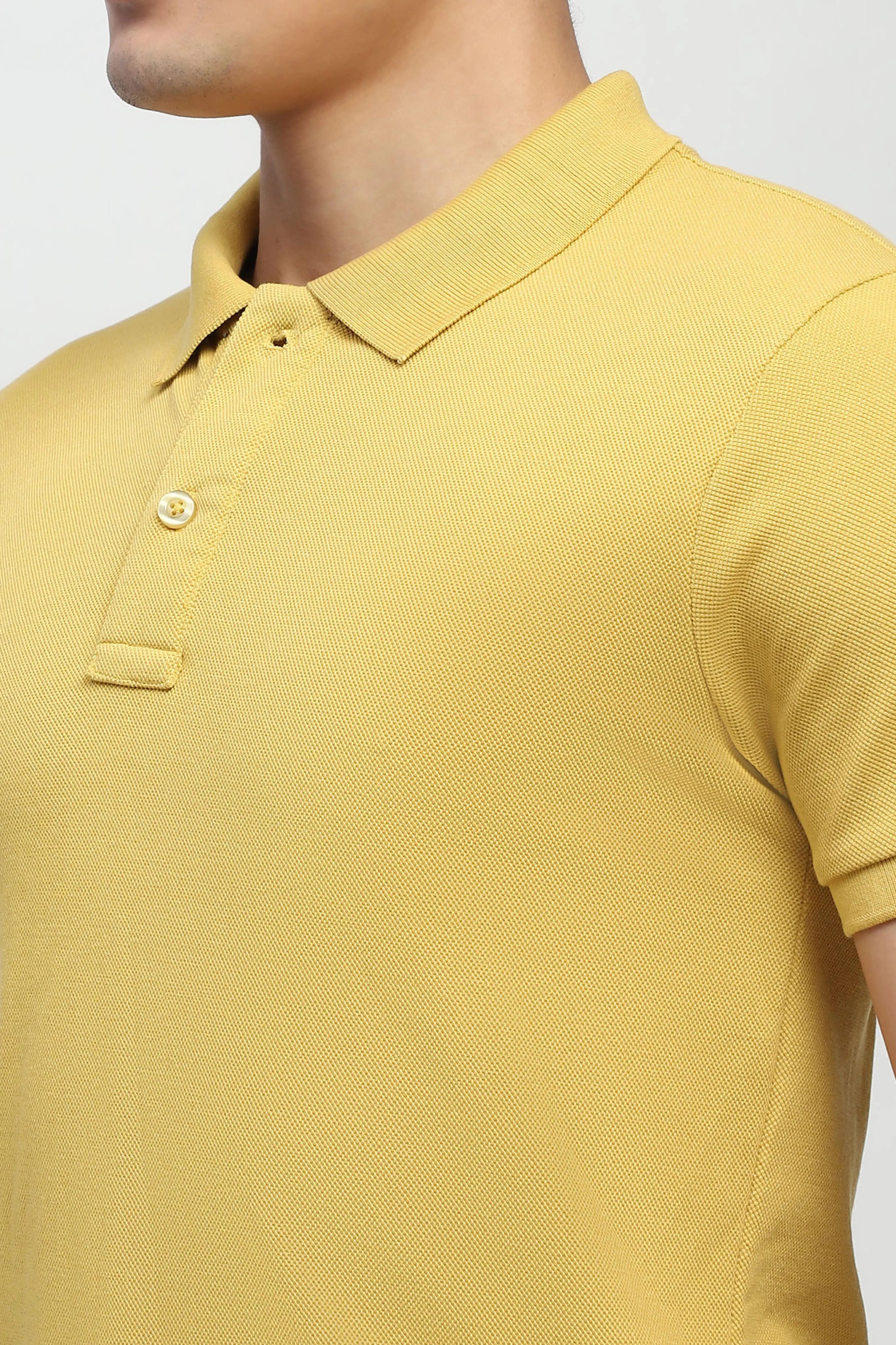 Mustard Solid Polo T-Shirt - Global Republic