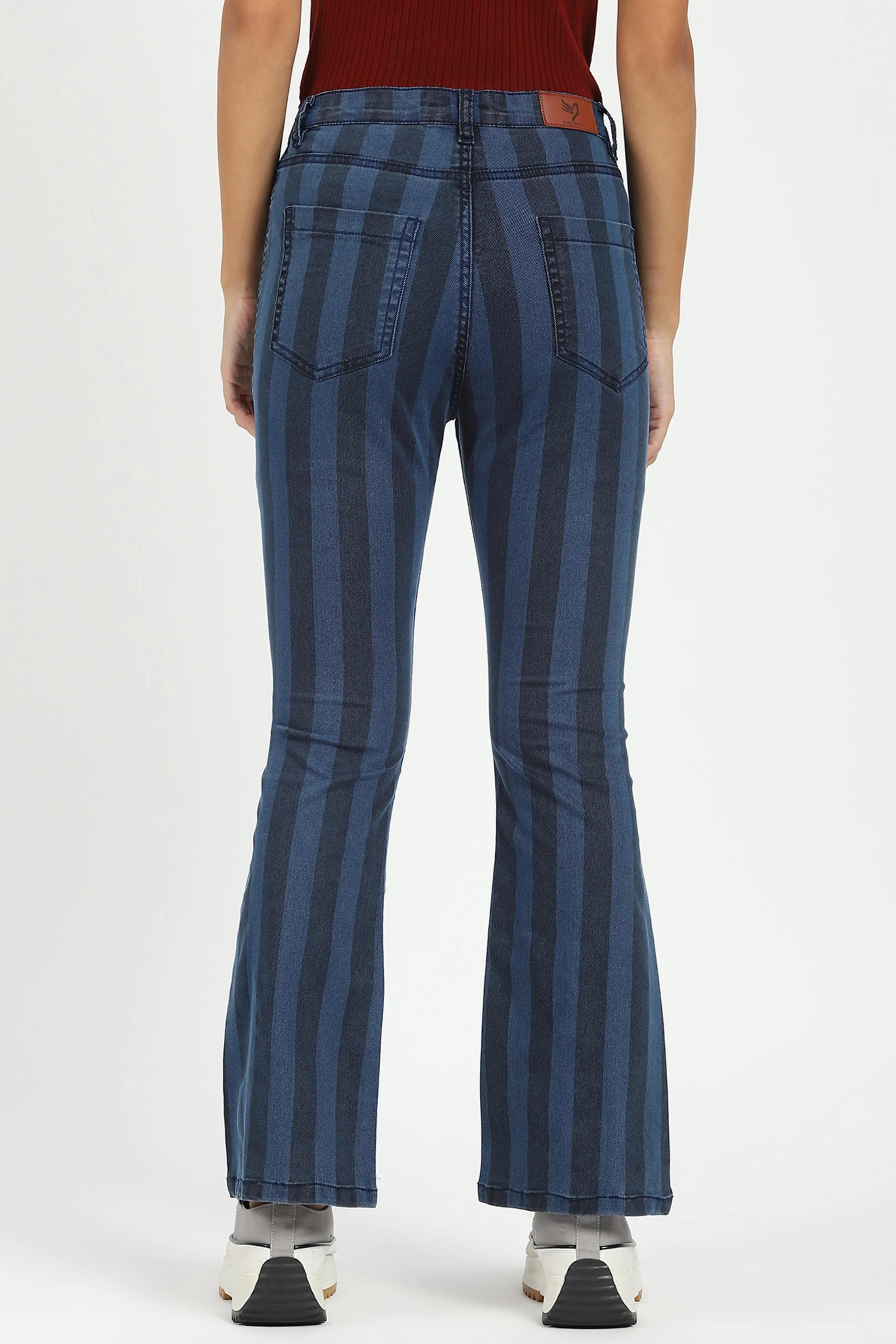 Blue Striped Bootcut Jeans - Global Republic