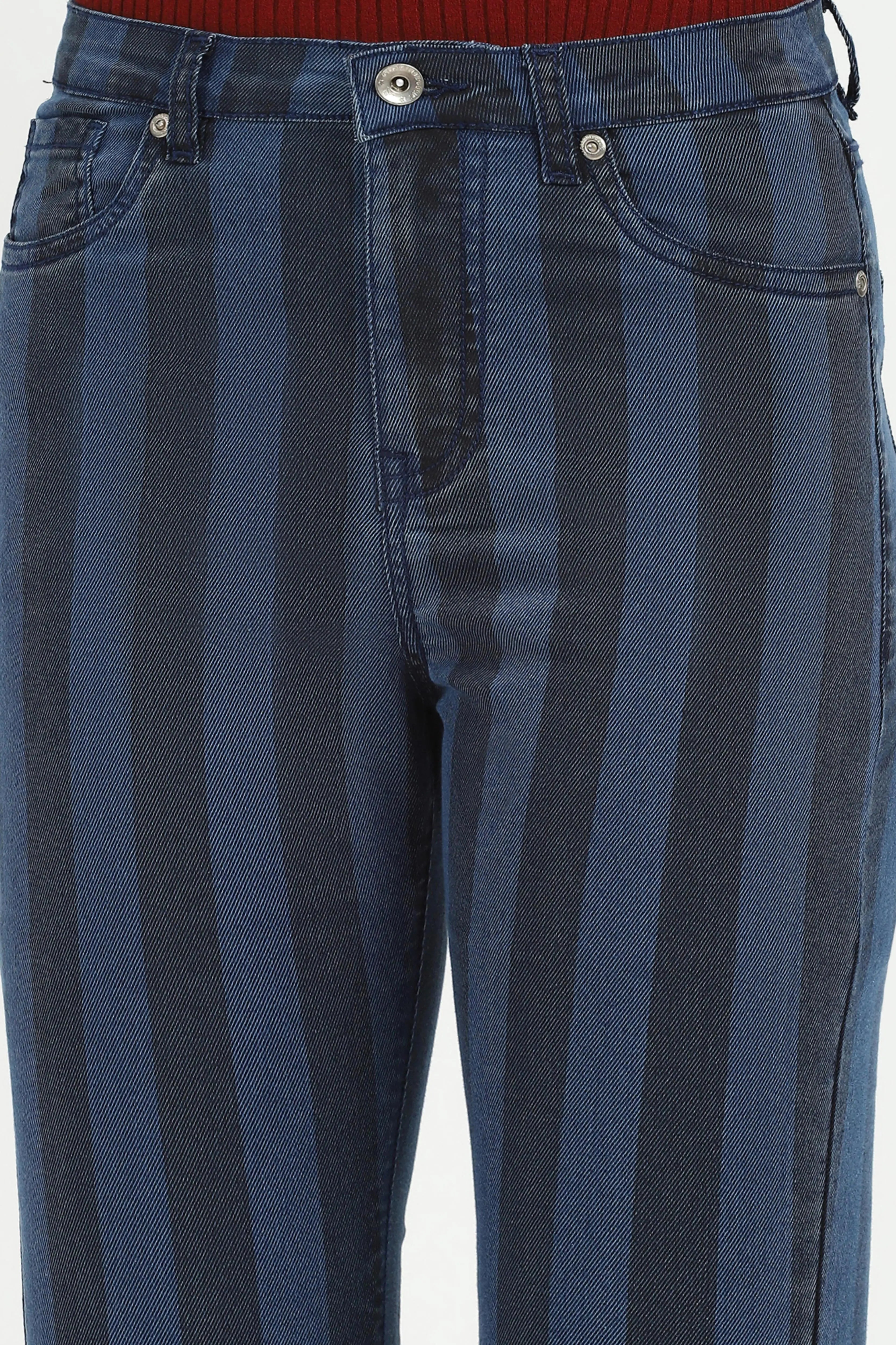 Blue Striped Bootcut Jeans - Global Republic