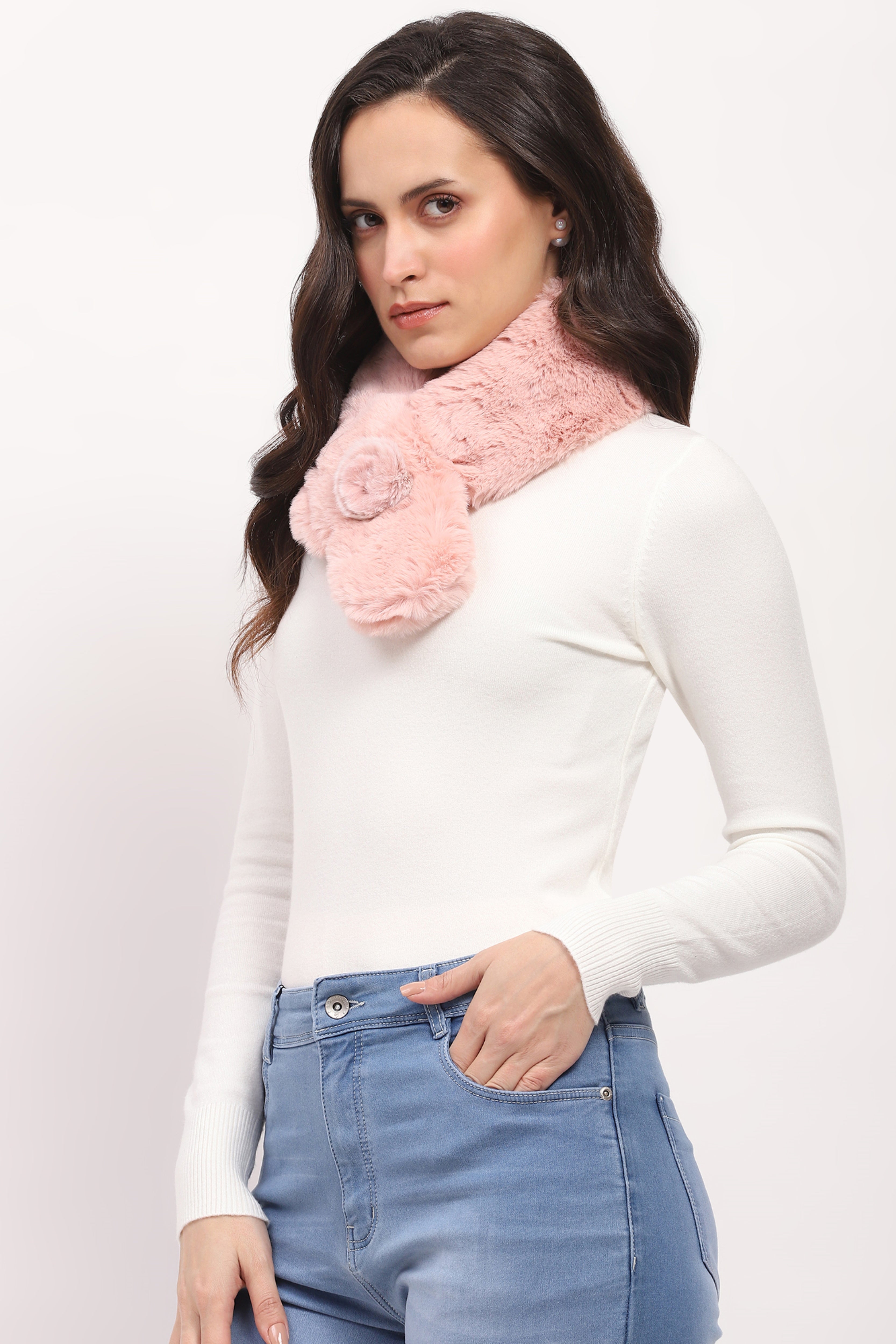 Pink Faux Fur Stole