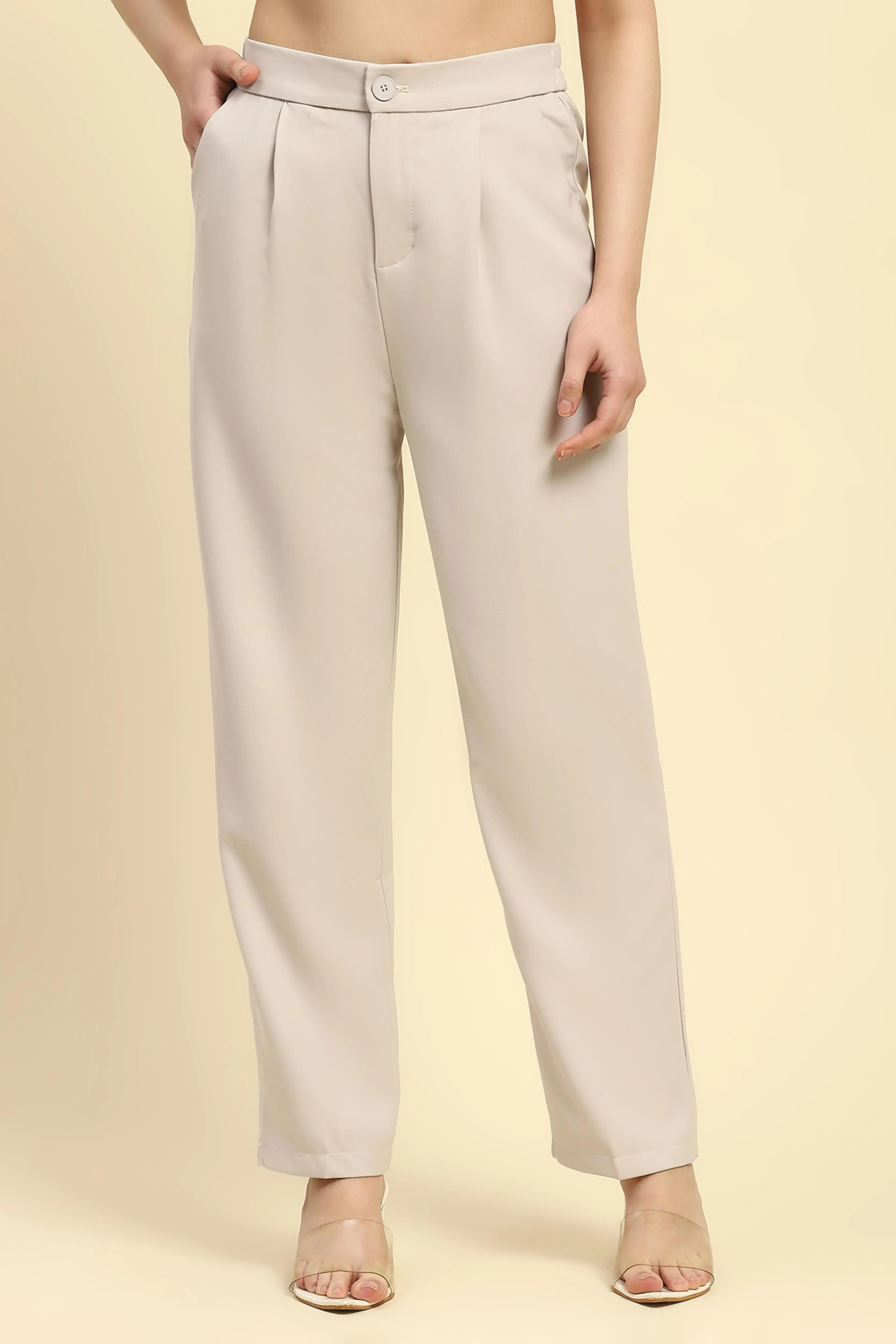Ecru  Korean Formal Trouser - Global Republic