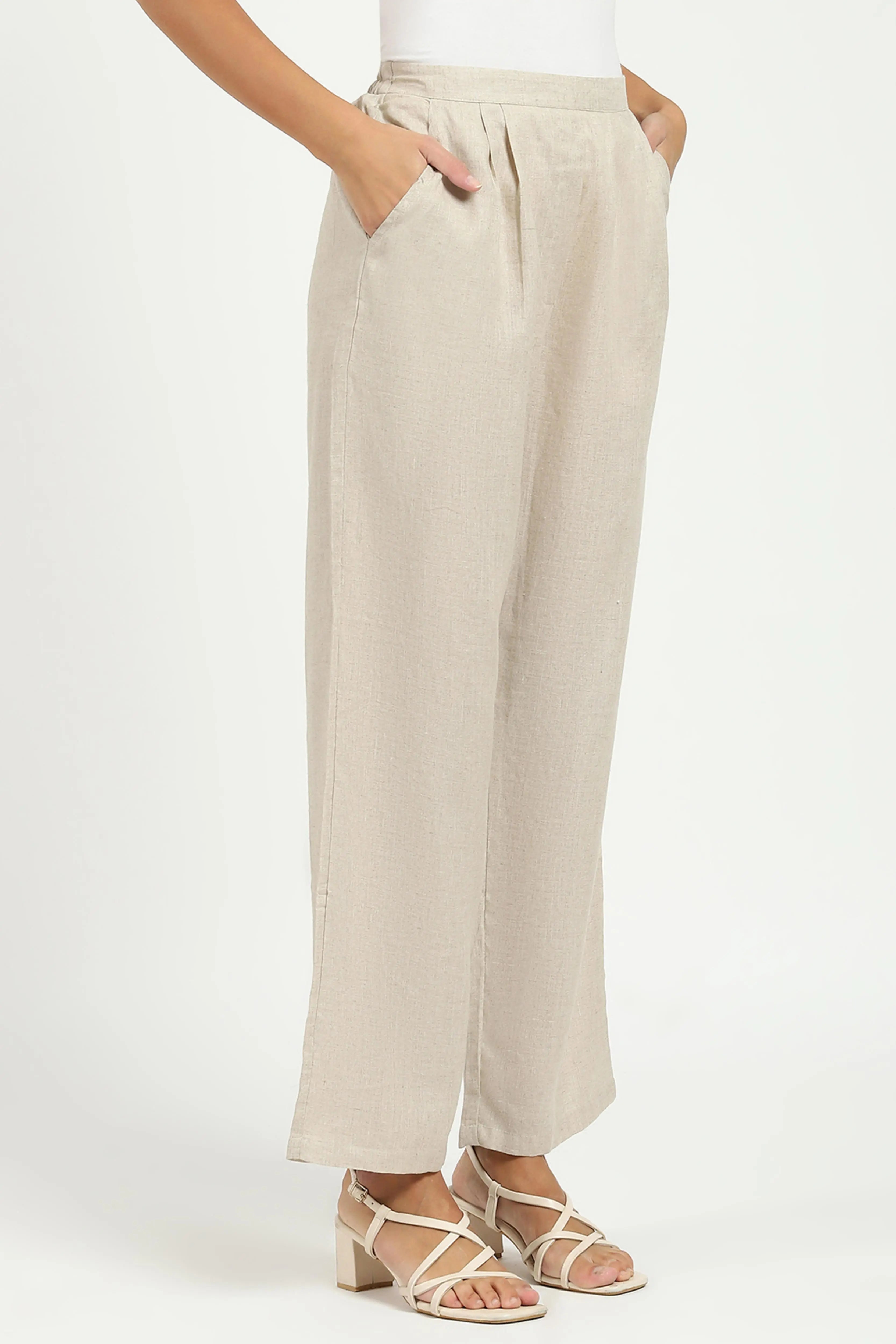 Natural Linen Relaxed Fit Lower - Global Republic