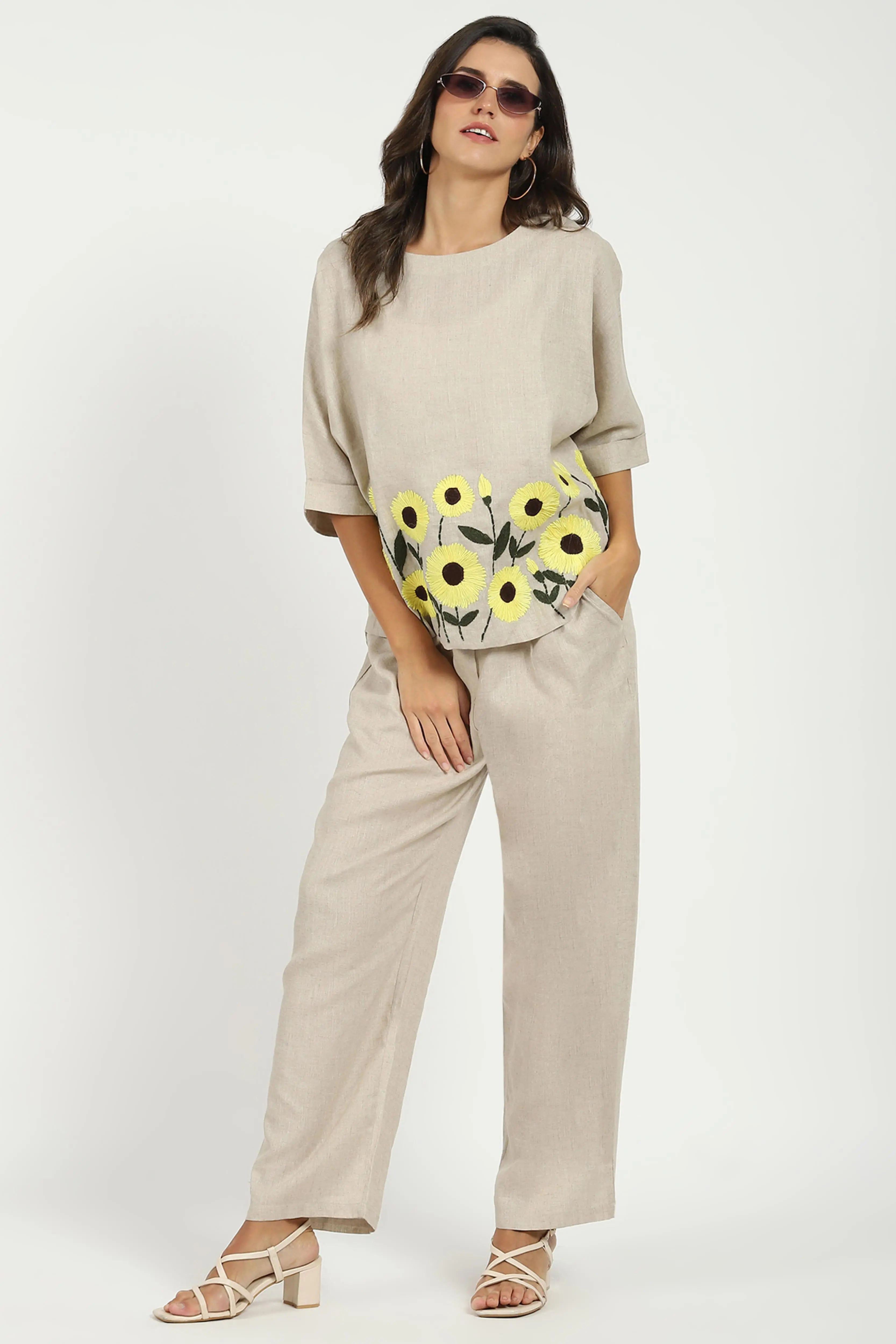 Natural Linen Relaxed Fit Lower - Global Republic