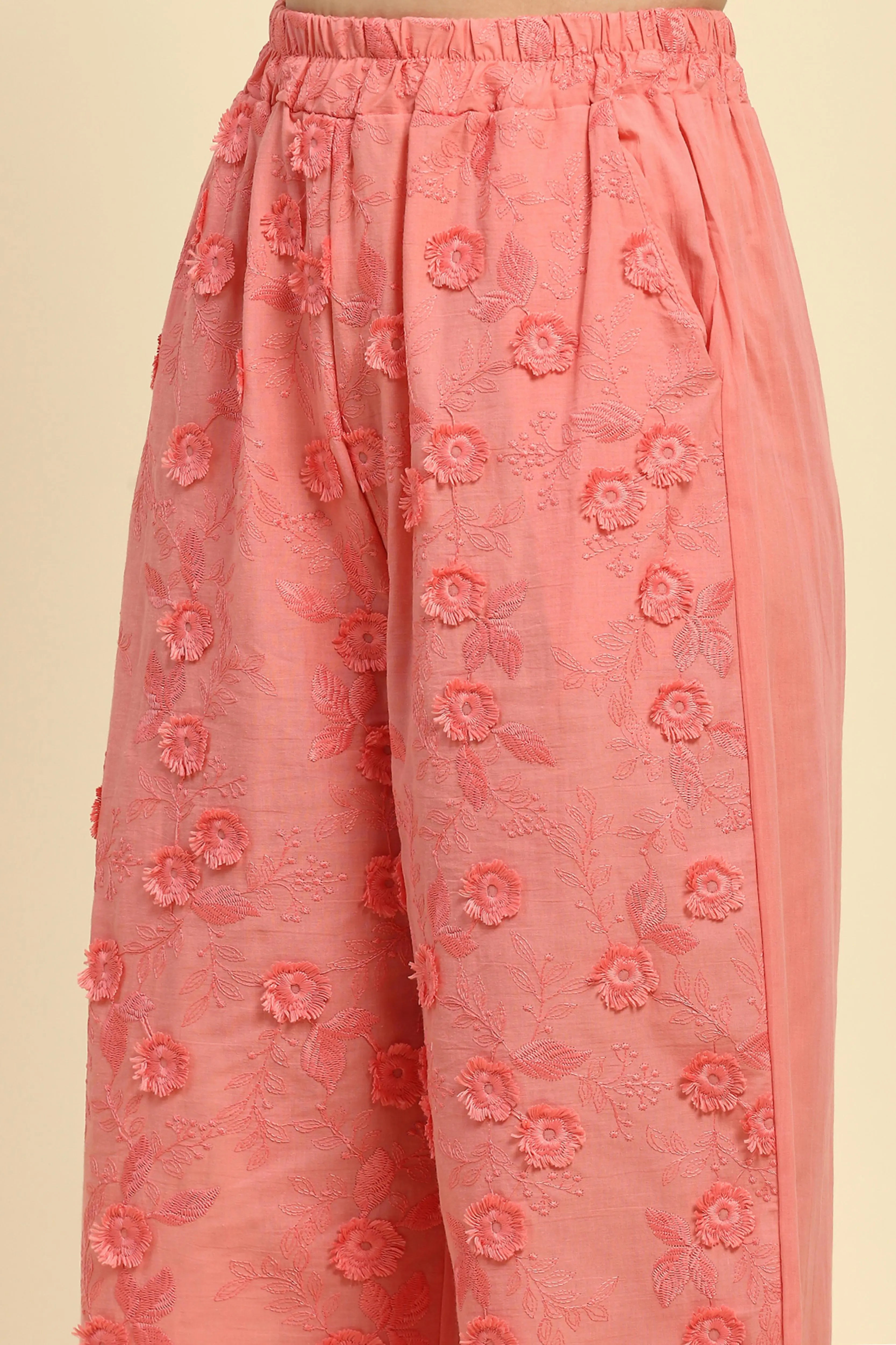 Pink Embroidered Cotton Nightsuit - Global Republic
