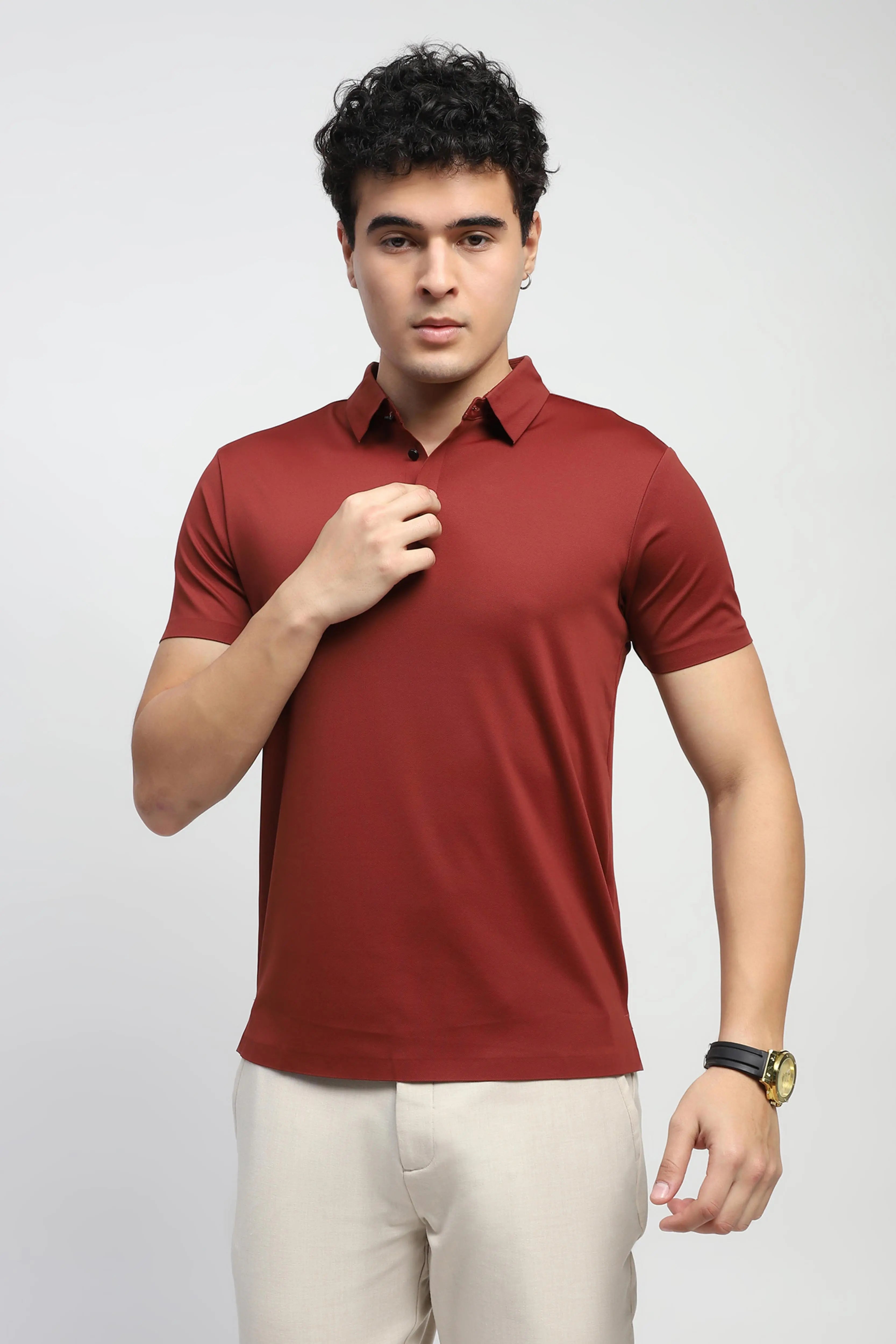 Stitchless Nylon Blend Solid T-Shirt - Global Republic