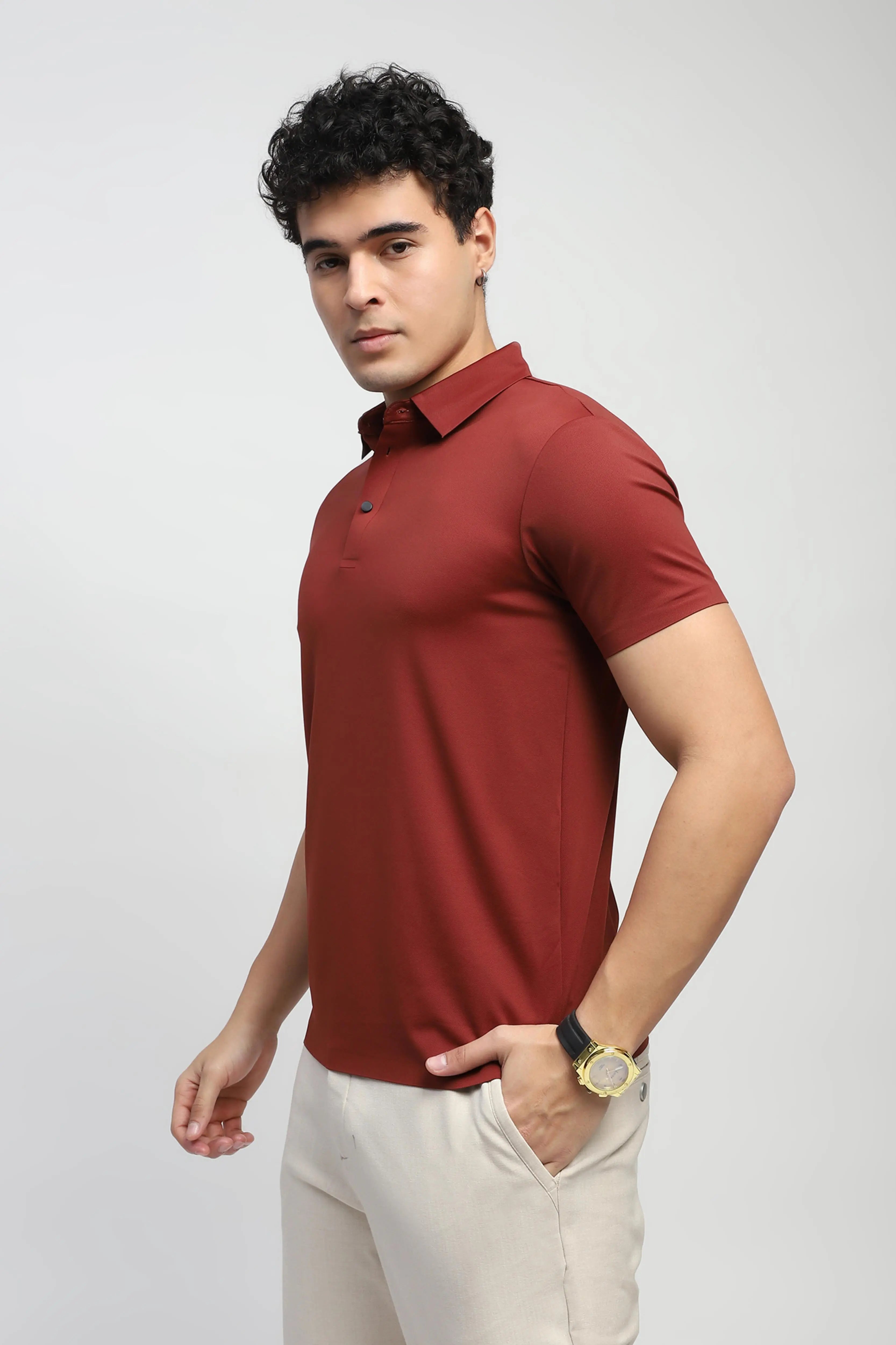 Stitchless Nylon Blend Solid T-Shirt - Global Republic