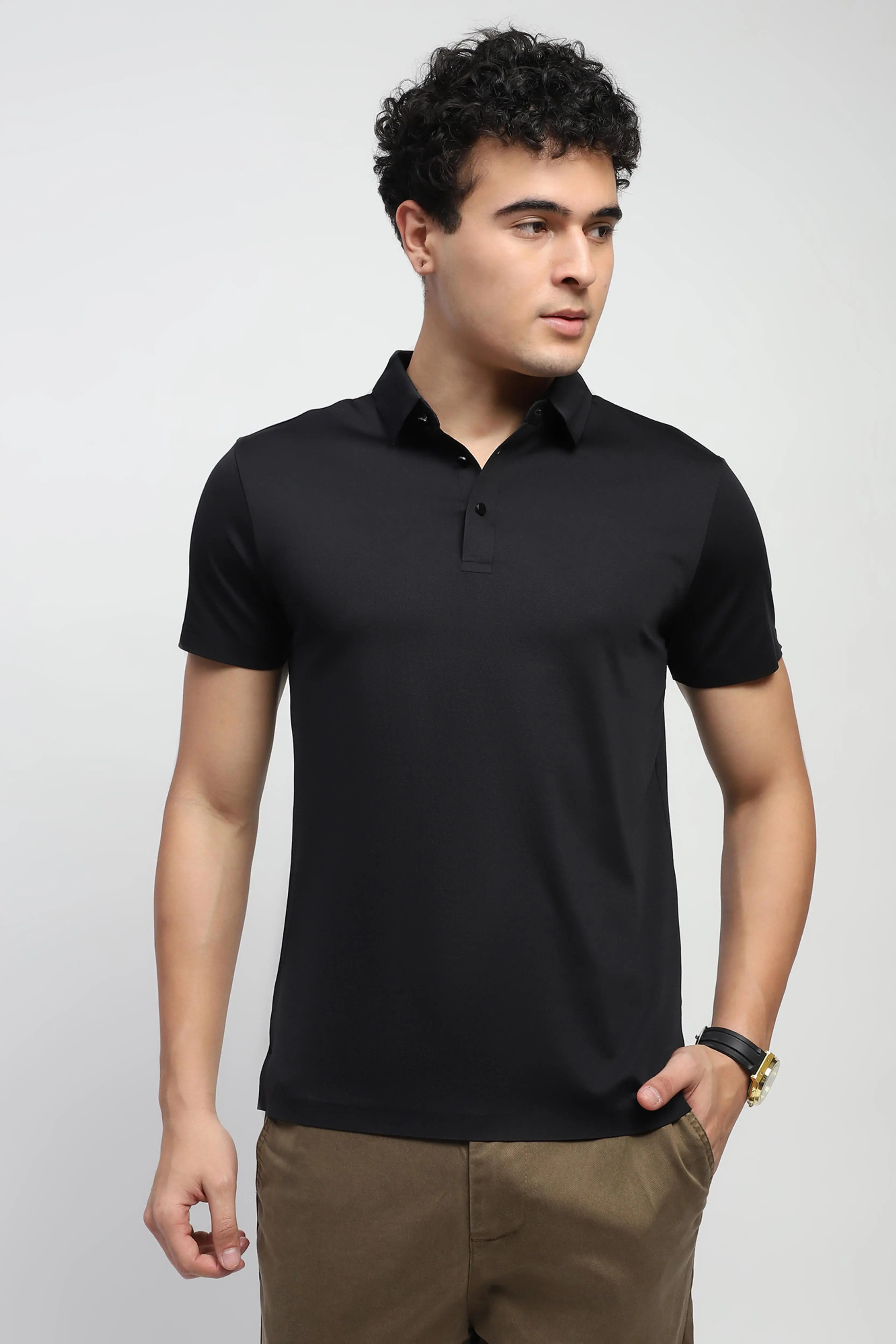 Nylon Blend Solid T-Shirt - Global Republic