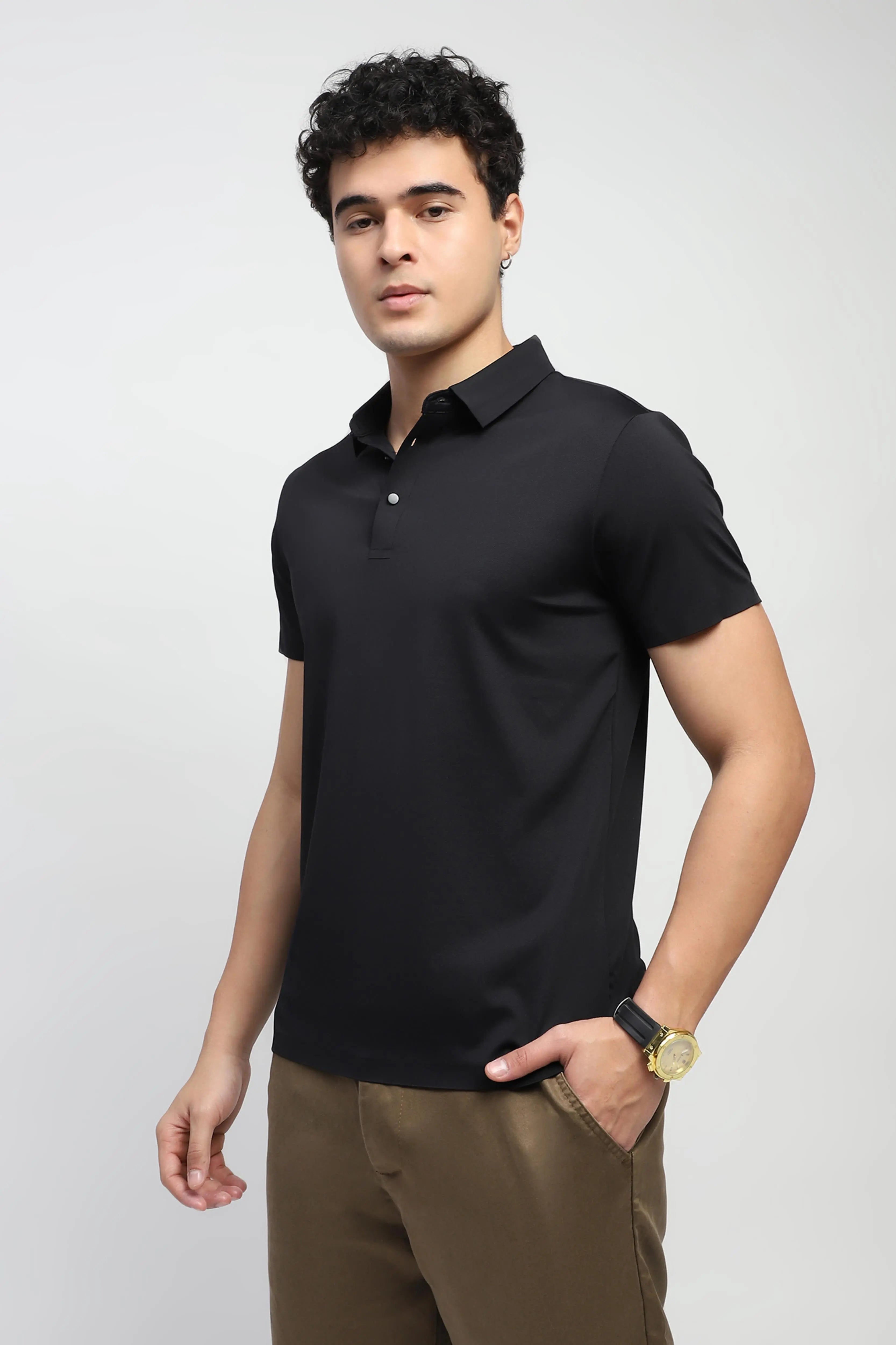 Nylon Blend Solid T-Shirt - Global Republic