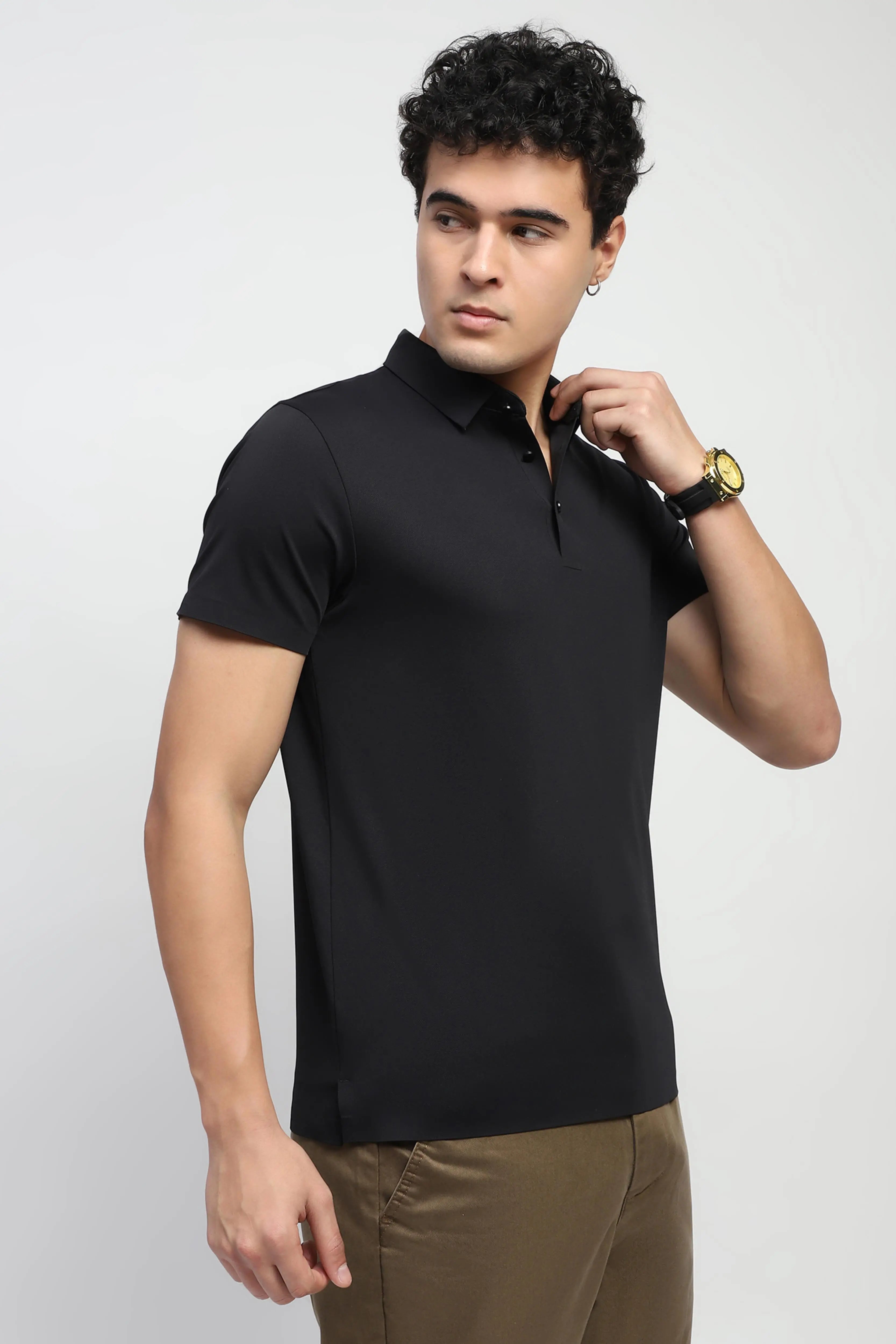 Nylon Blend Solid T-Shirt - Global Republic