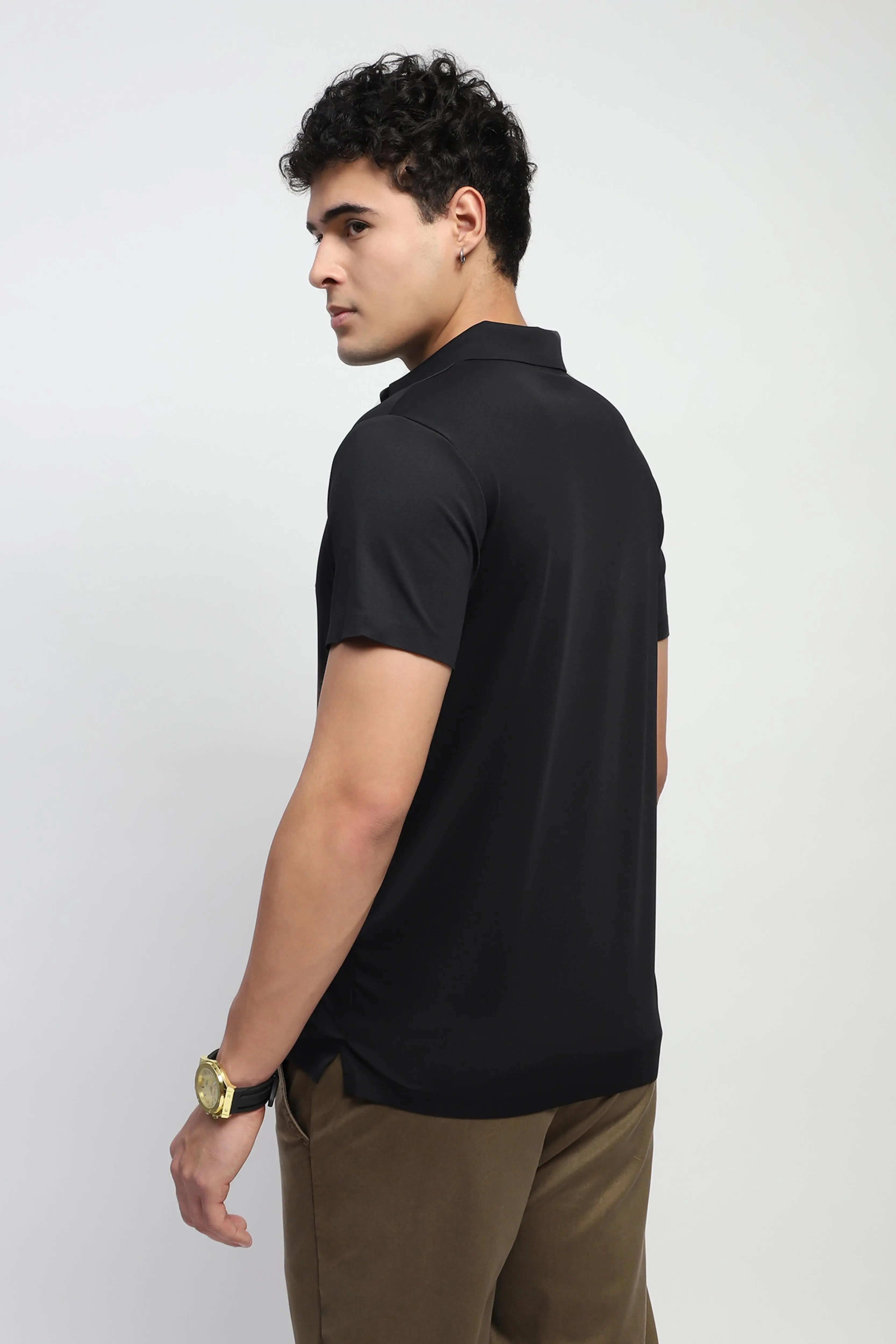 Nylon Blend Solid T-Shirt - Global Republic