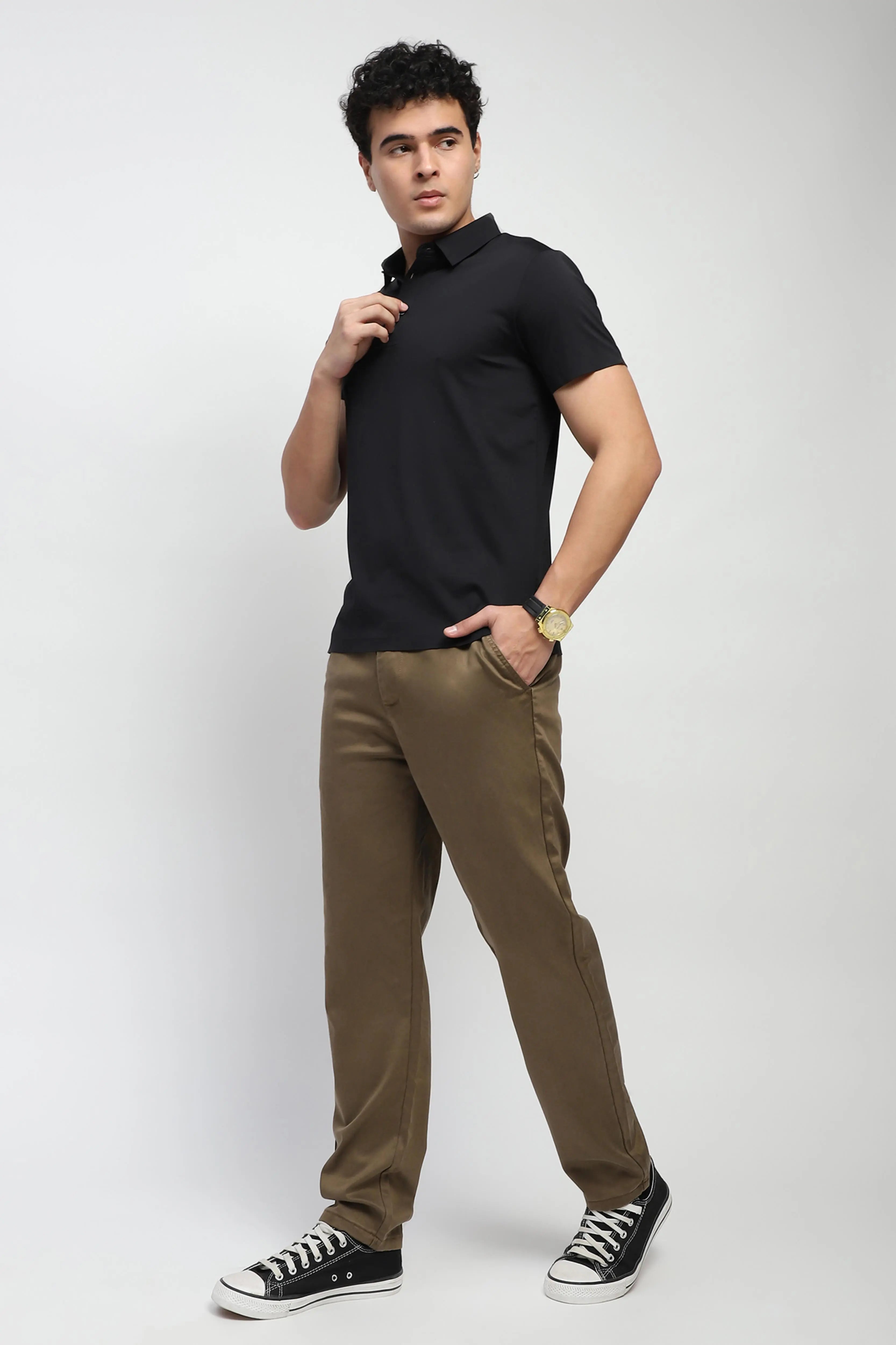 Nylon Blend Solid T-Shirt - Global Republic