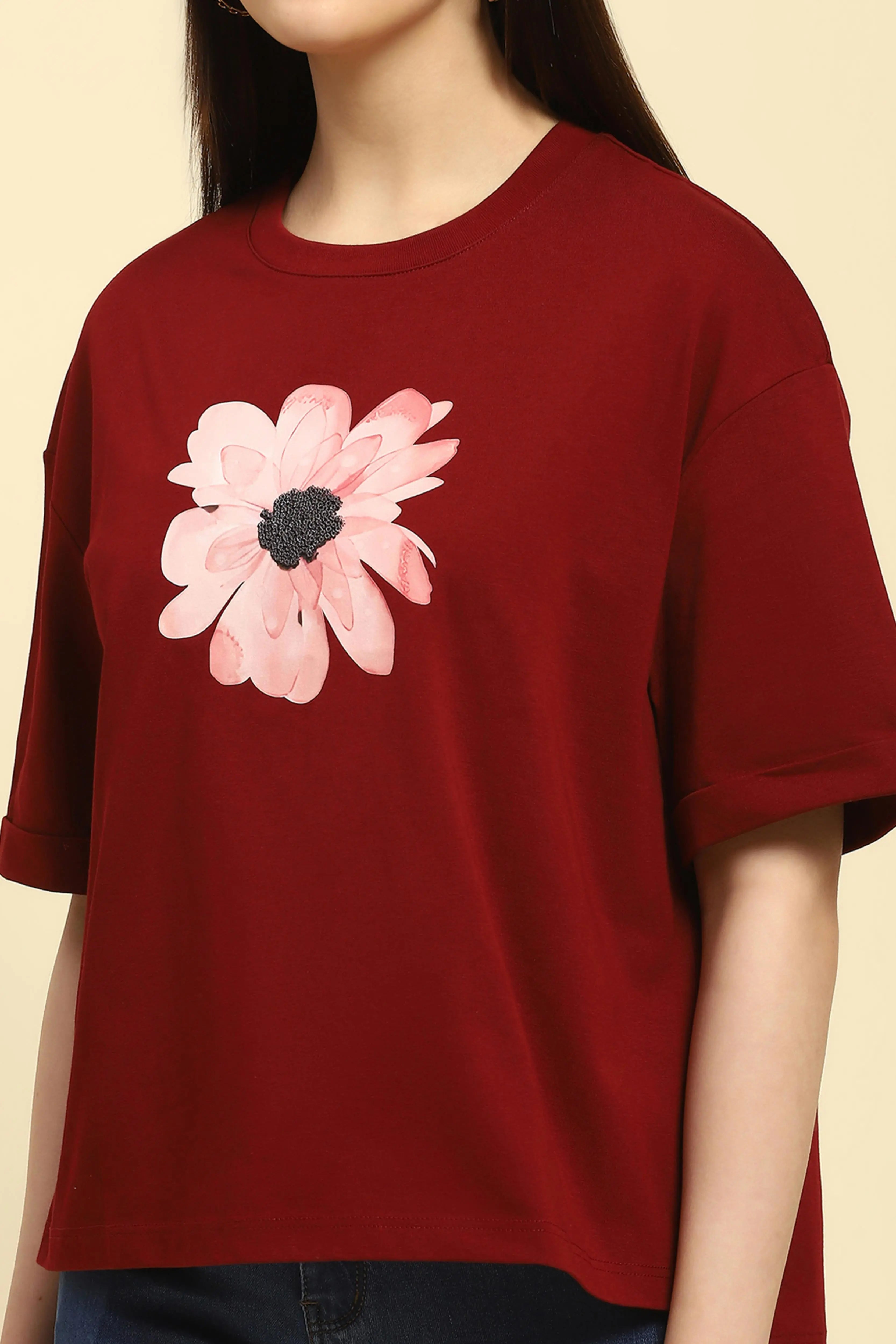 Wine UV Protective Cotton Boxy Top - Global Republic