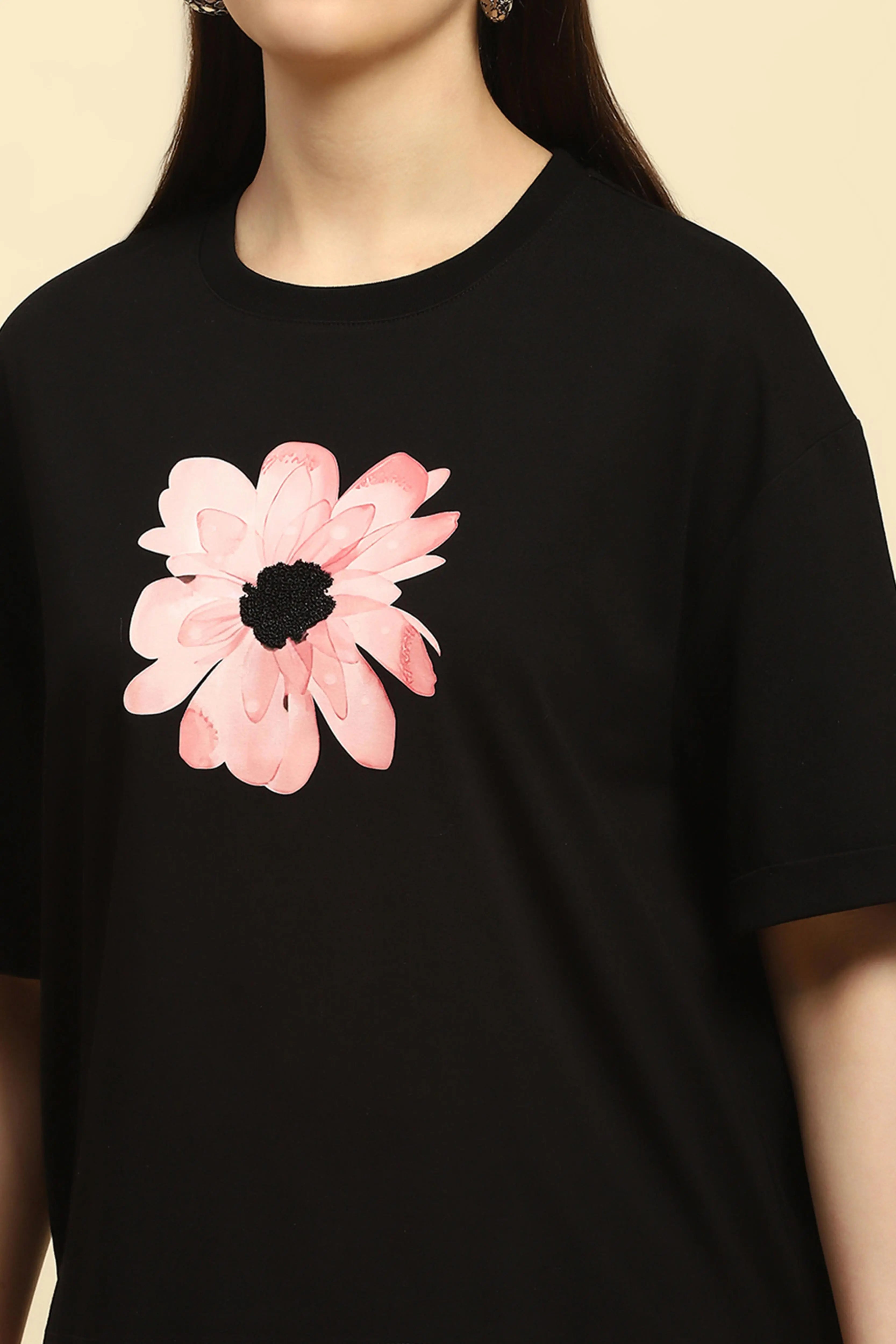 Black UV Protective Cotton Boxy Top - Global Republic