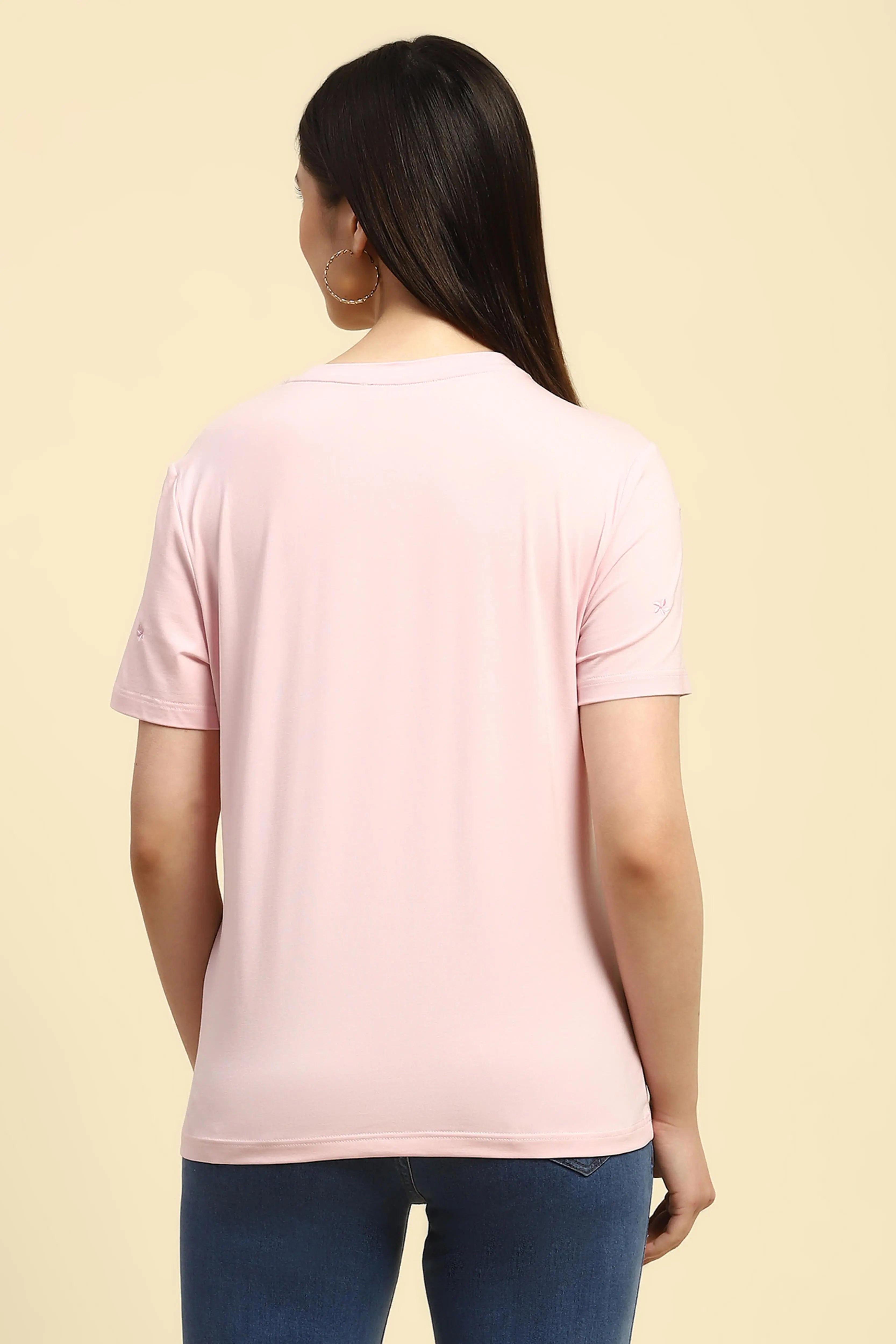 Embroidered Pink Modal Top - Global Republic