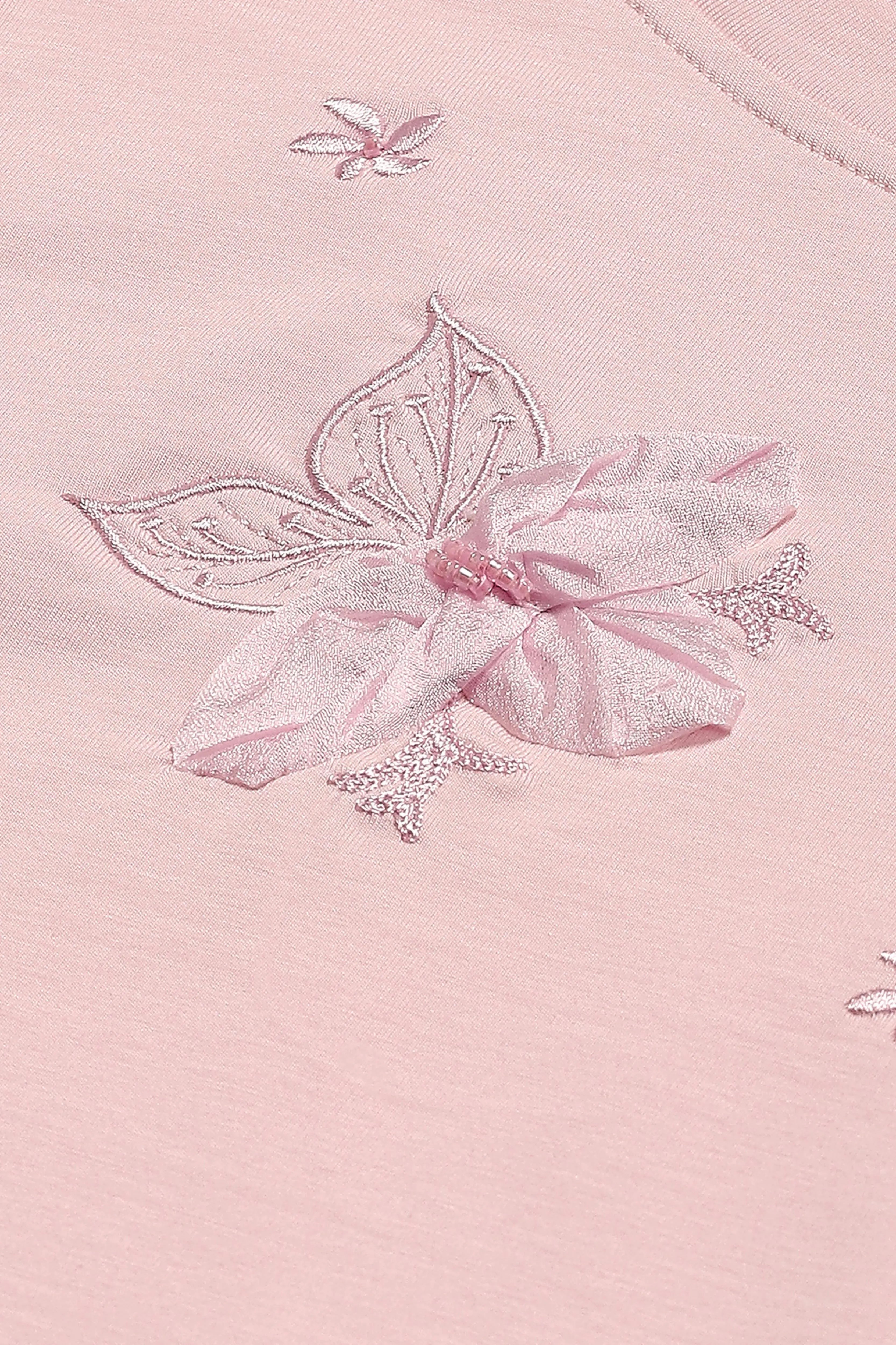 Embroidered Pink Modal Top - Global Republic